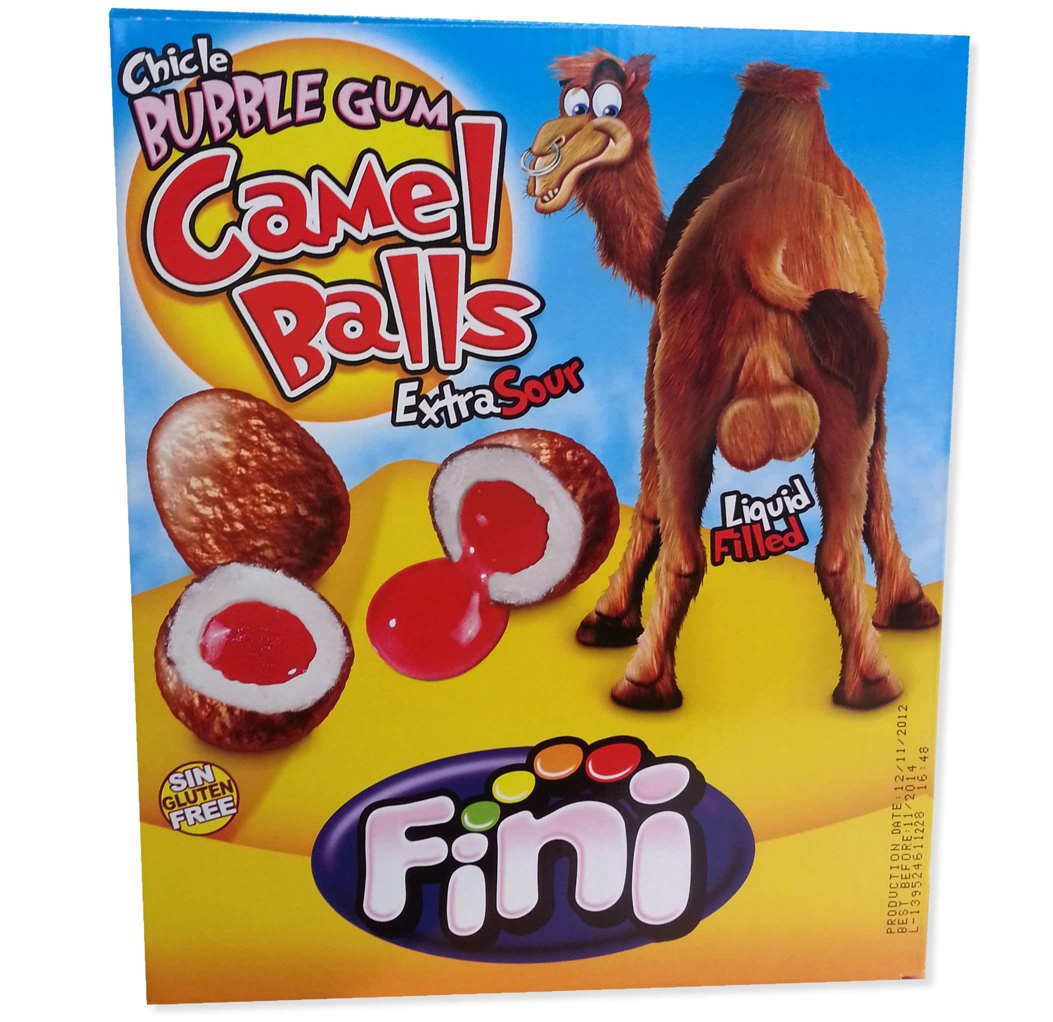 Chicle Bubble Gum Camel Balls Extra Sour Liquid Filled Box 200.