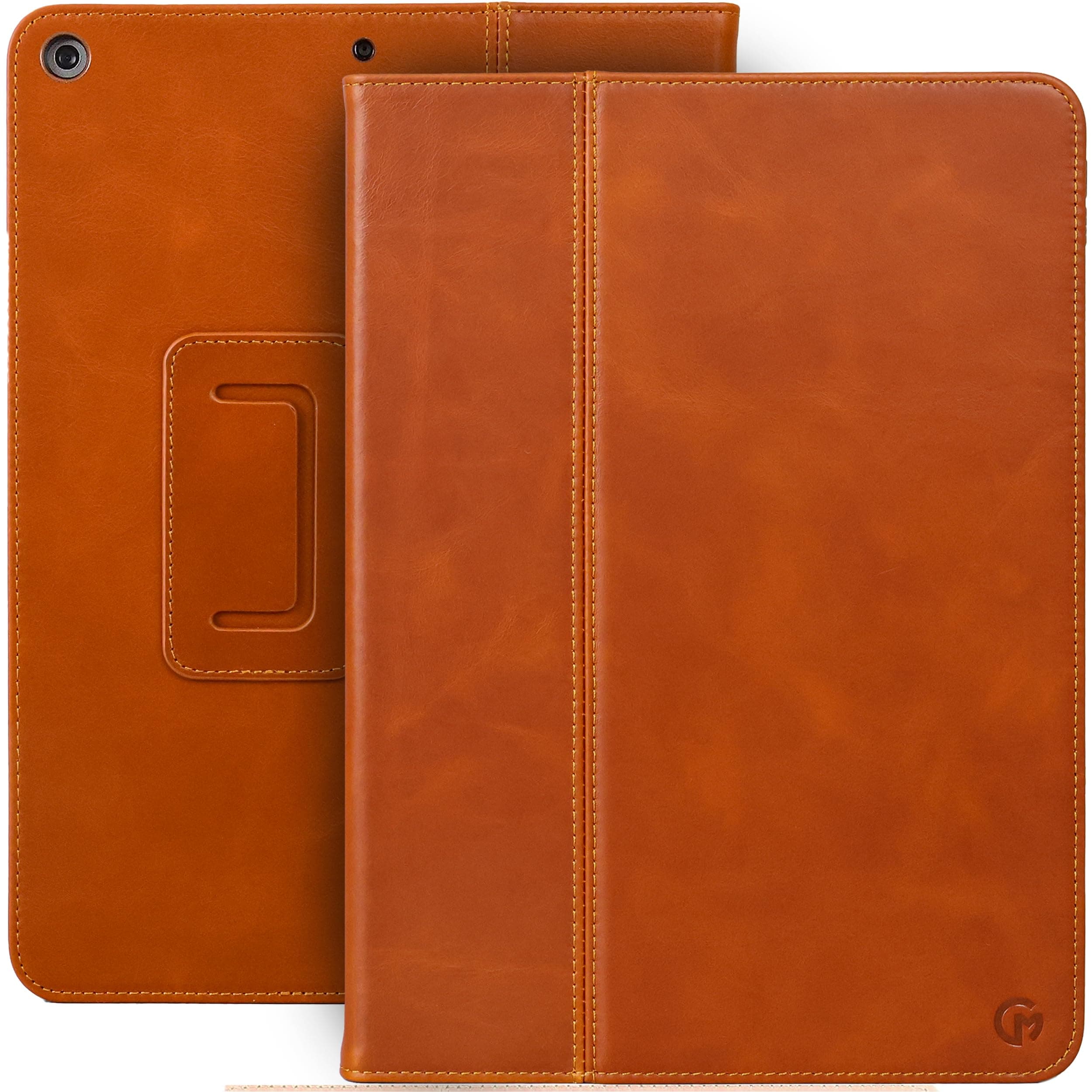 Casemade Real Leather Case Compatible with iPad 9.7” 5th/6th Gen (2017/2018) - Full-Grain Leather Cover, Auto Sleep/Wake, Dual Stand Position (Tan)