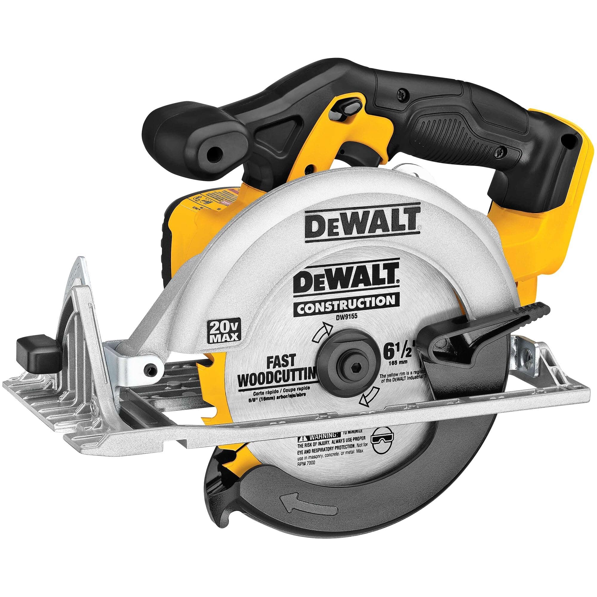 Dewalt 6-1/2-inch 20v max circular saw, tool only (dcs391b), yellow