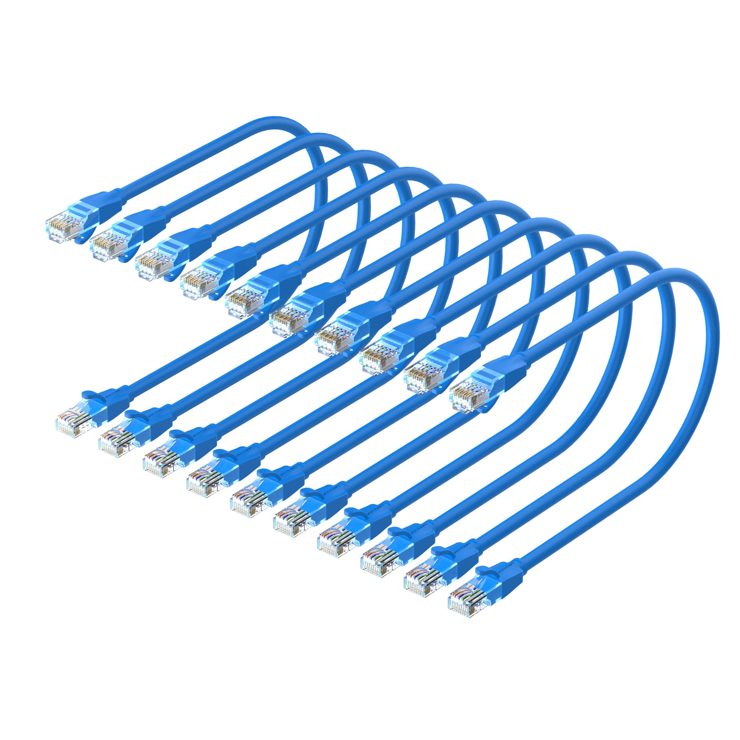 Vention Cat.6 UTP Patch Cable IBE series copper-clad Aluminum 1000Mpbs 250MHz Aluminum Foil PVC Jacket (0.5 M [X10], Cat.6 UTP, Blue)