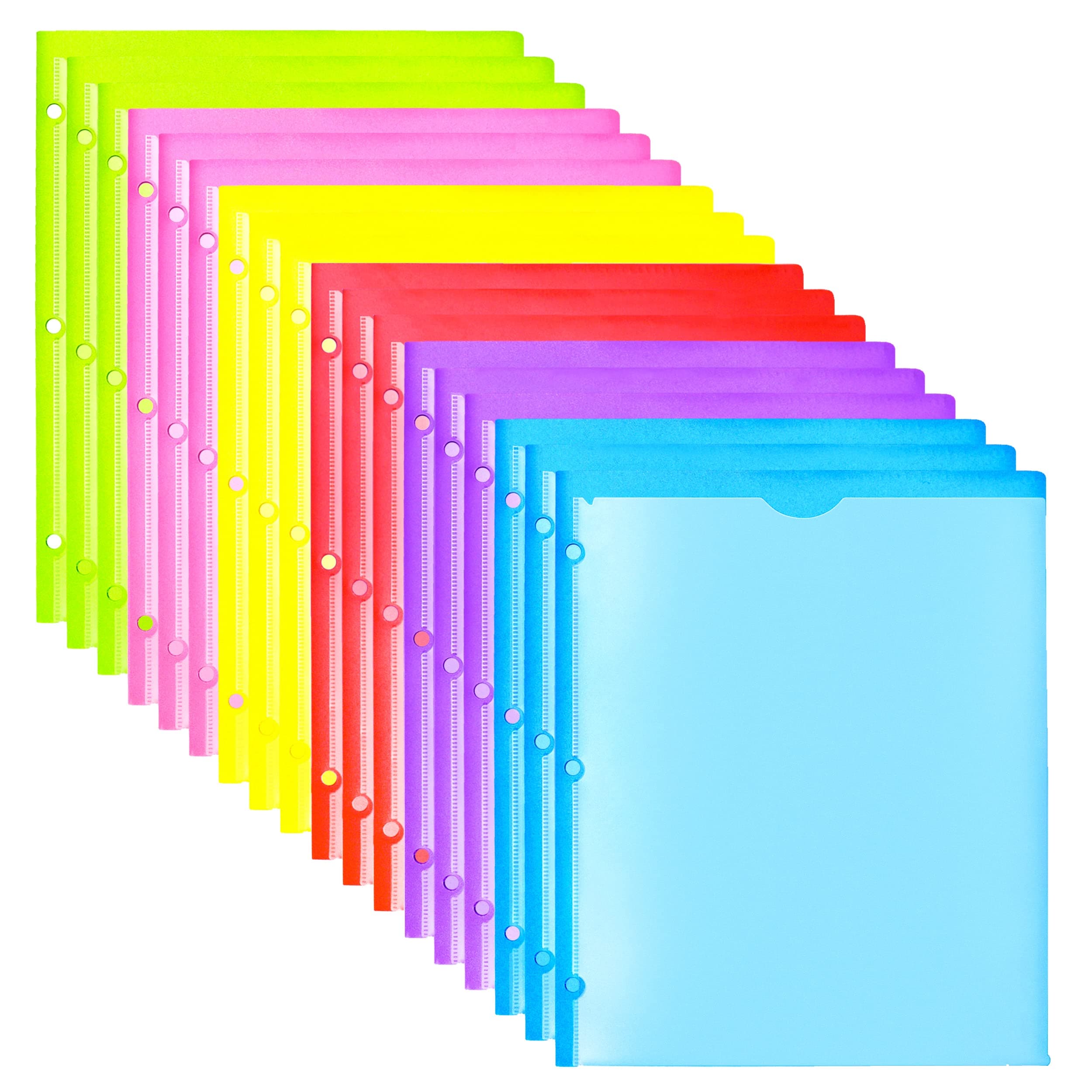 WOT I Heavy Duty Plastic Folders with Clear Front Pockets - 18 Pack, Extra Thick Folders with Pockets and Holes for Binders, with Card Slot for Letter Size Paper Assorted Colors