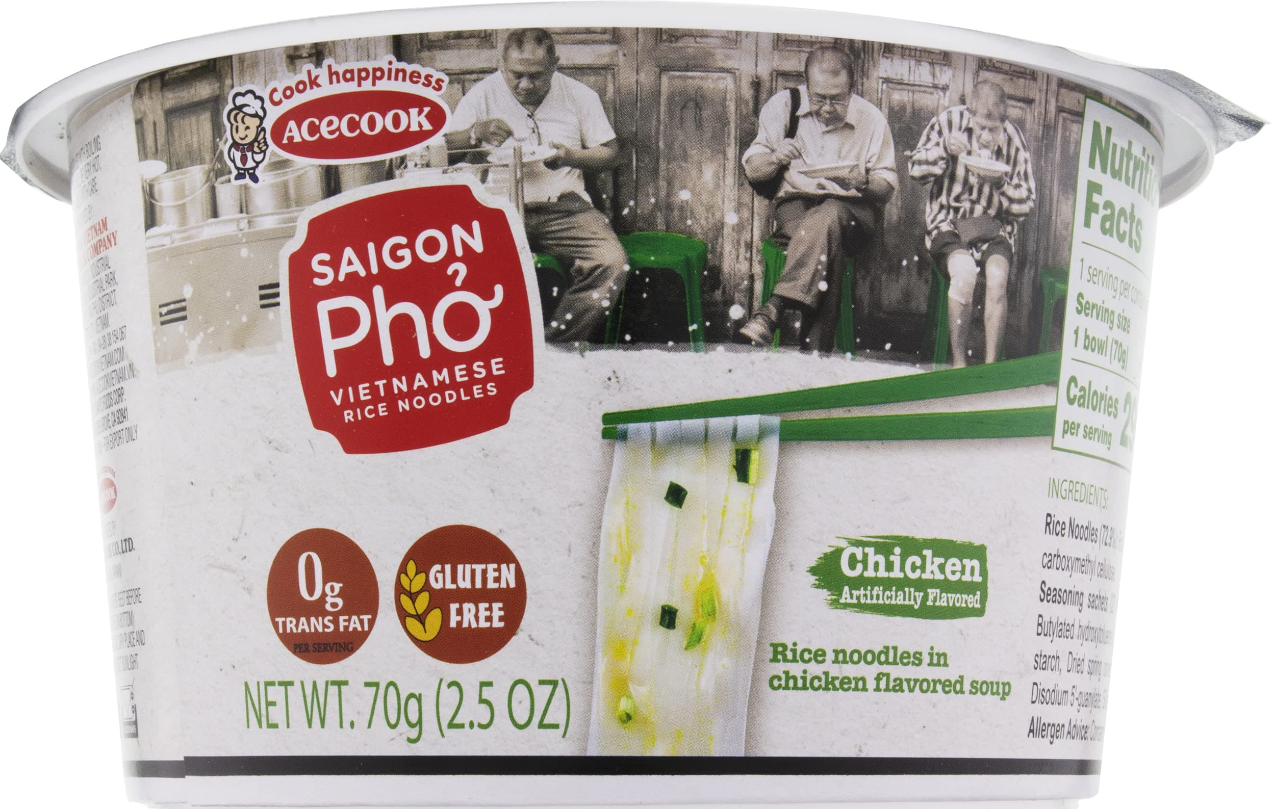 Acecook Saigon Pho Bowl Chicken Flavored 2.5OZ (Pack of 6)