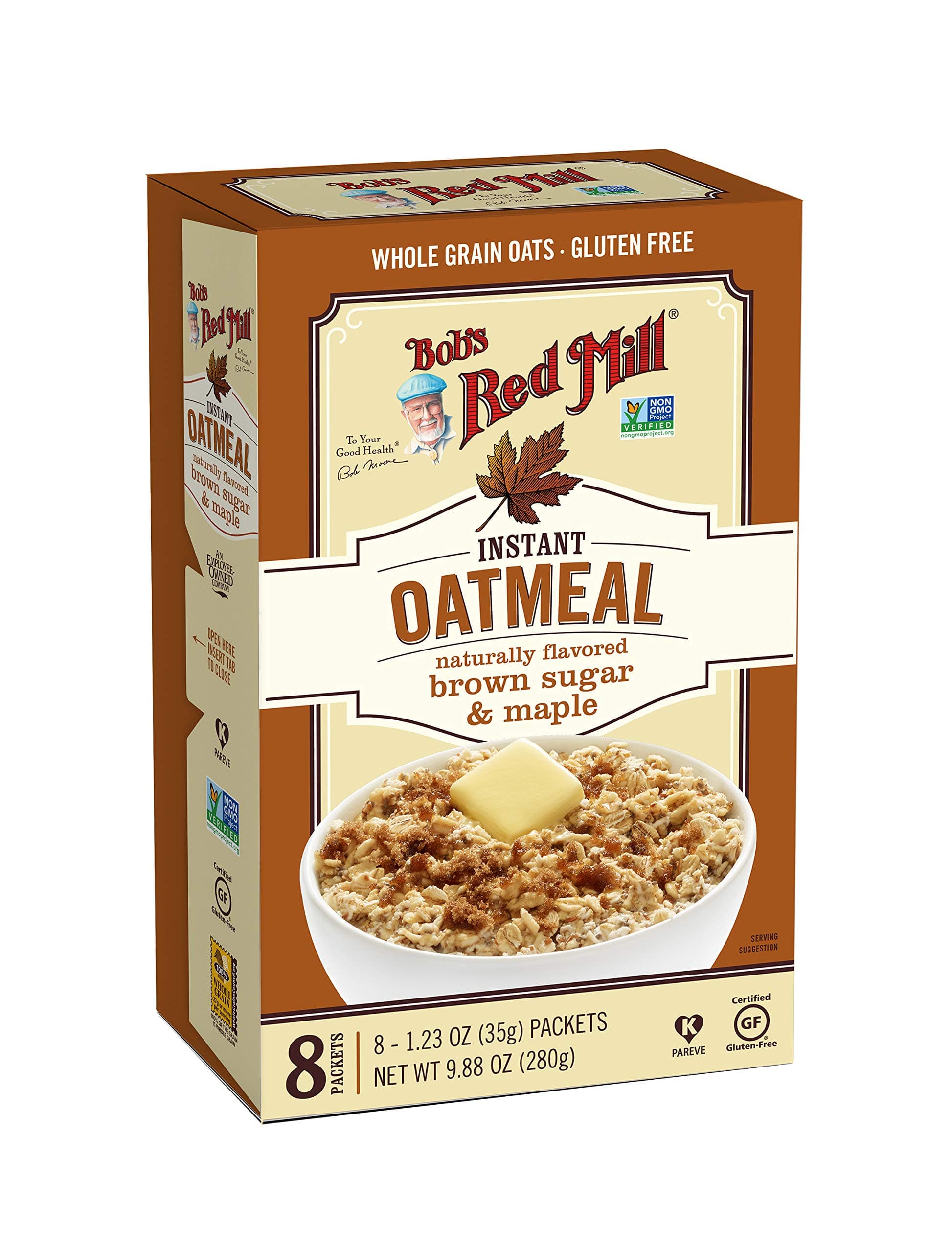 Bob's Red Mill Brown Sugar & Maple Oatmeal Packets, 8 packets (Pack of 1) - Non GMO, Gluten Free, Whole Grain, Kosher