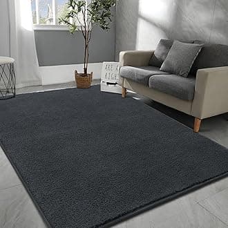 Rugs Living Room 120x170 cm Super Soft and Shaggy Rugs for Bedroom, Modern Plain Thick Pile Area Rugs Machine Washable Anti-Slip Carpet, Grey Rug