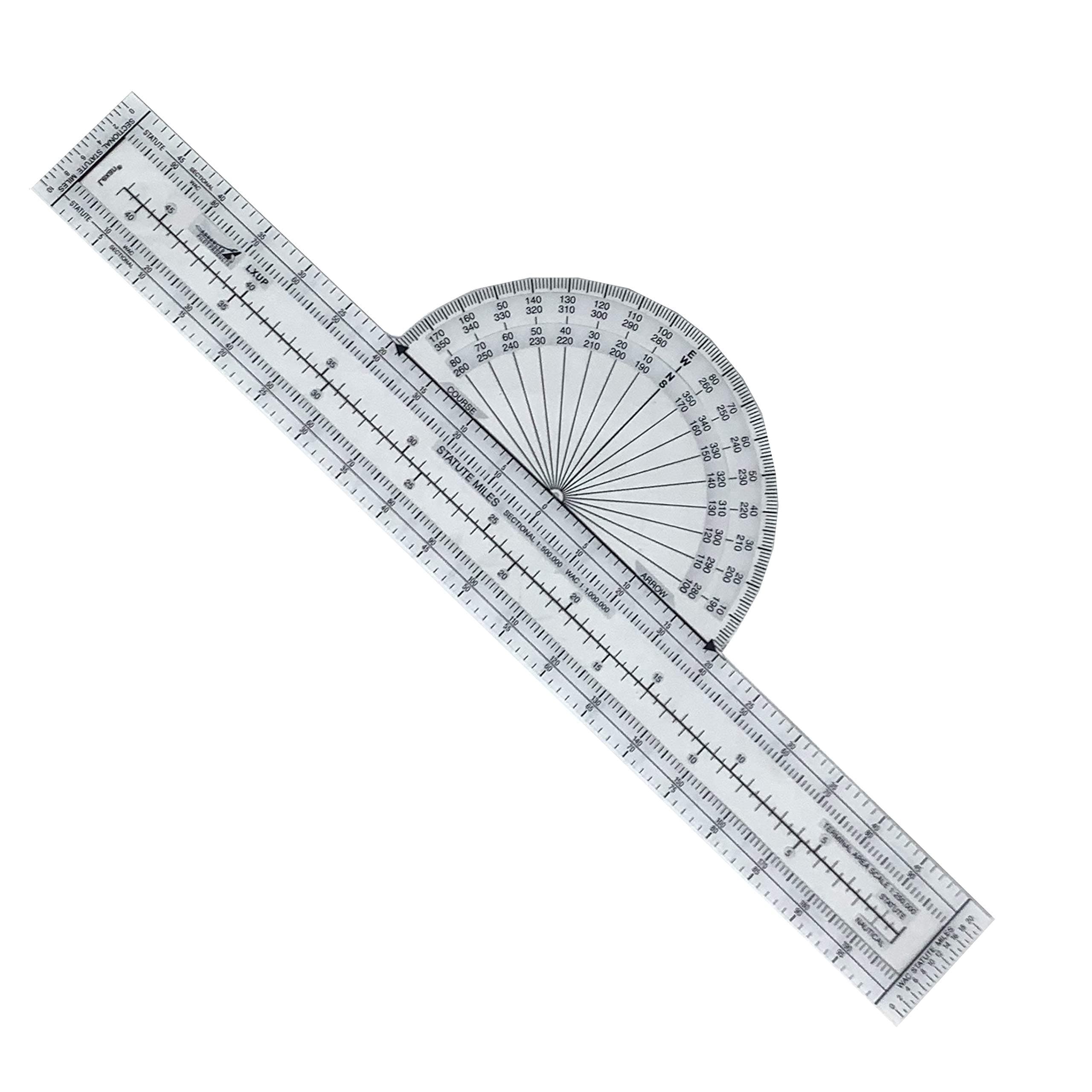 Fixed Aviation Plotter for VFR Flight Planning - Durable Lexan Design - 8 Scales for Statute & Nautical Miles - Ideal for Student & Private Pilots - Navigation Aid