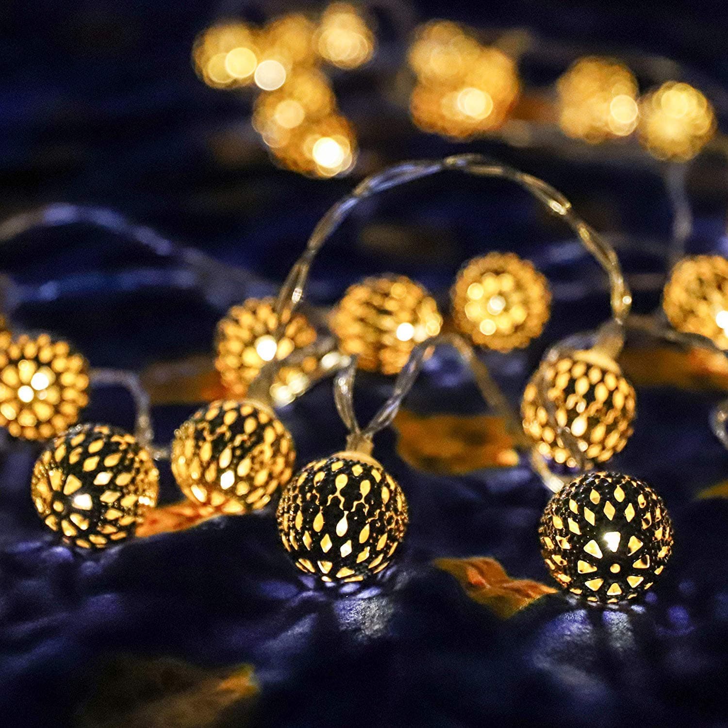 VIBGYOR PRODUCTS String Lights Moroccan Ball Globe Fairy String Light Orb Lantern Christmas Lighting for Diwali, Outdoor Garden, Yard, Patio, Xmas Tree, Party, Home Decoration (Warm-White)- Multicolor
