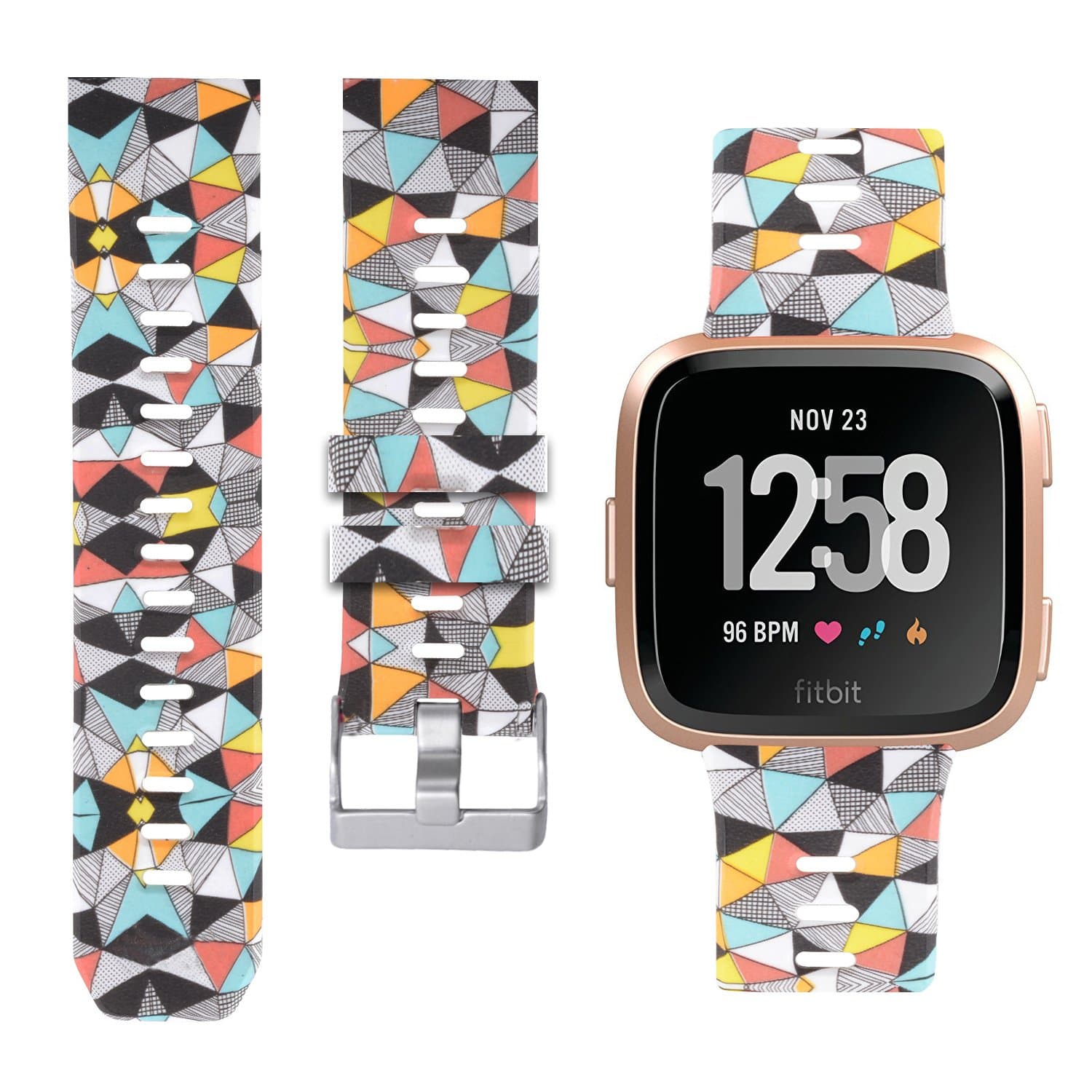 Fitbit Versa Cute Bands,Women Men Replacement Strap Wristband for Fitbit Versa Smart Watch (Colorful Geometric, Small)