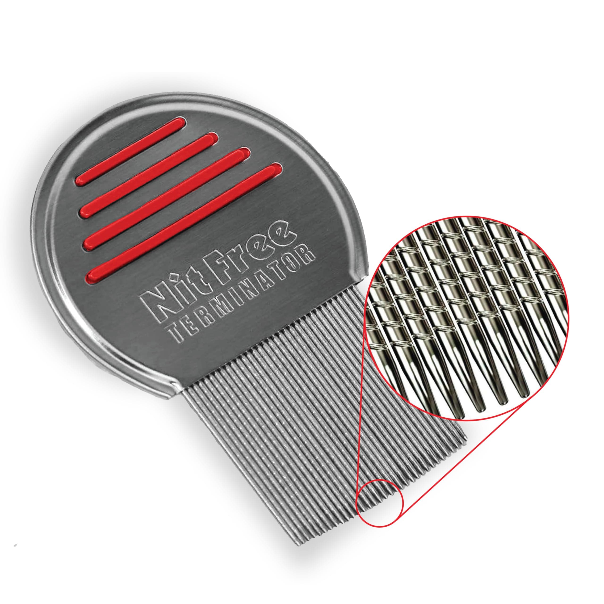 Nit Free Terminator Lice Comb - Professional Stainless Steel Comb for Effective Head Lice Treatment (Colors May Vary) (Pack of 3)