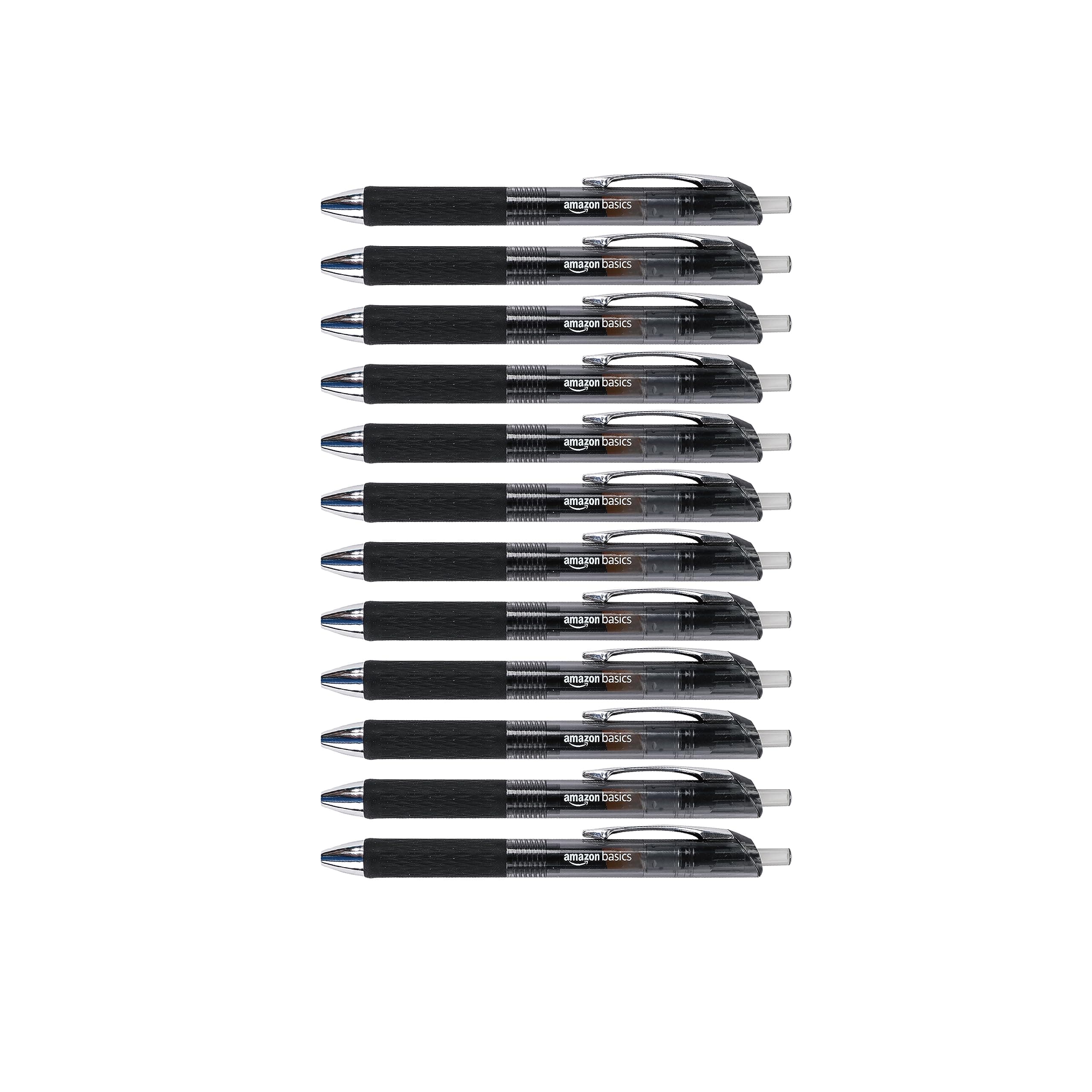 Amazon Basics Gel Pens Fine Point Smooth Writing Pens, Retractable, Black, 0.7mm, 12 Pack