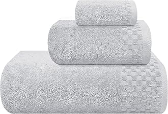 MyOwn Ultra Soft 3 Pack Cotton Towel Set, Contains a Bath Towels 28x55 inch, a Hand Towels 16x24 inch & a Wash Coths 12x12 inch, Ideal Everyday use, Compact & Lightweight - Light Grey