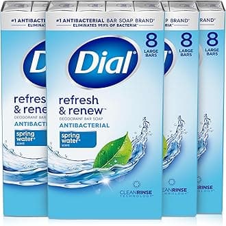 Antibacterial Bar Soap, Spring Water, 32 Bars, 8 Count (Pack of 4)