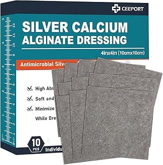 - Ag Silver Calcium Alginate Wound Dressing Pads, 4''x4'' Patches, 10 Individual Pack, Soft Silver Dressings for Wound Care, Gentle Highly Absorbent Dressing, Non Stick Gauze Pads for Wounds