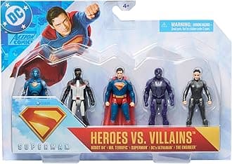 DC Comics, Superman Heroes Vs. Villains 5-Pack, 3-Inch Action Figure, Stylized Superhero Figures with Dynamic Poses and Battle Ready Armor, Kids Toys for Ages 4+