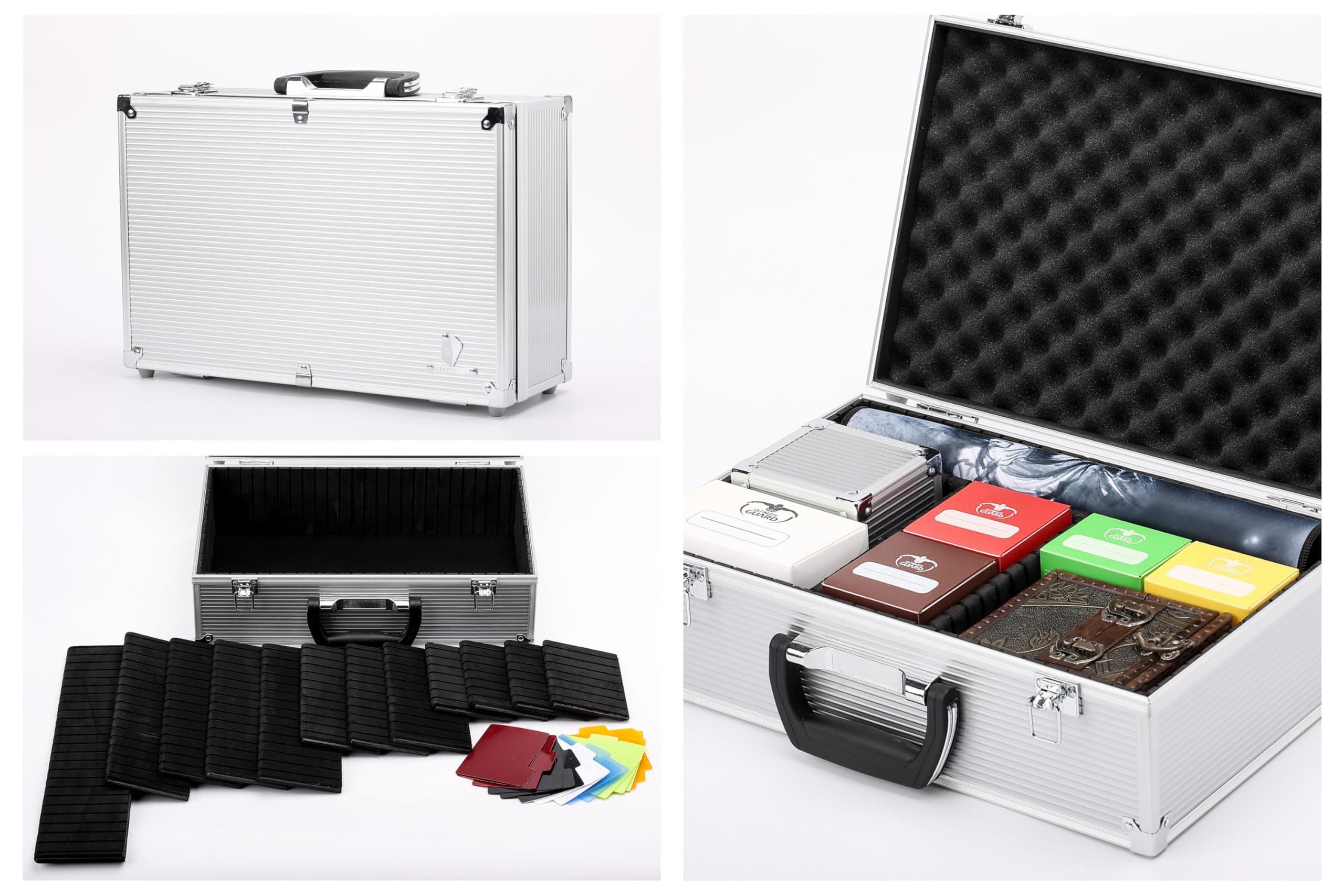 KakapopoTCG Silver TC-A5B Tabletop Gaming Storage Case with Sliding Divider Walls for TCG, Deck Box, Card Games, MTG, Magic, FaB, YGO, FaB, Dominion, Board Games.