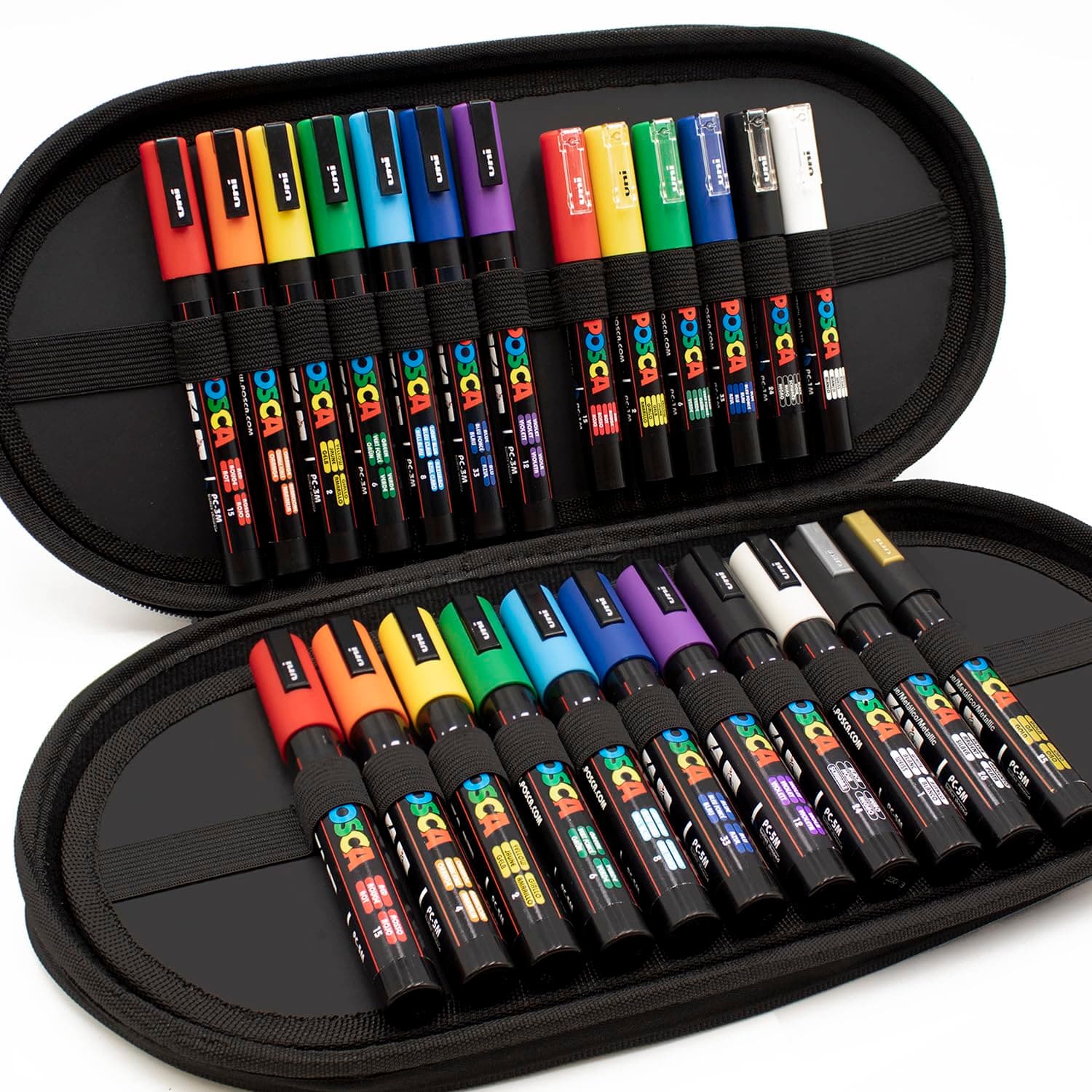 Posca PC-1M / PC-3M / PC-5M Multi Surface Permanent Marker Pens - Gift Box of 24 Pens (Essential Set)