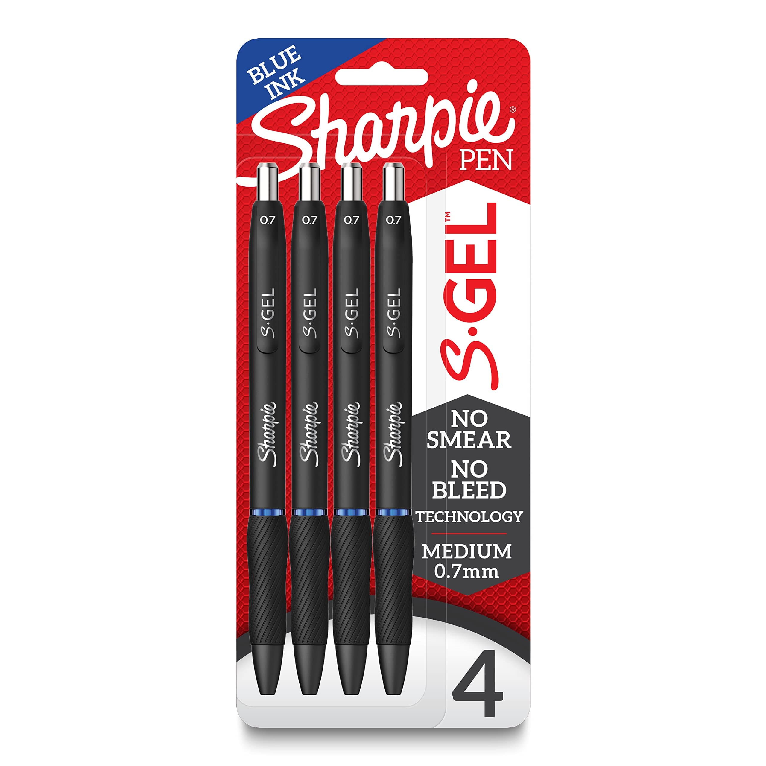 Sharpie S-Gel Gel Pens Medium Point (0.7mm) Blue Ink Gel Pen 4 Count