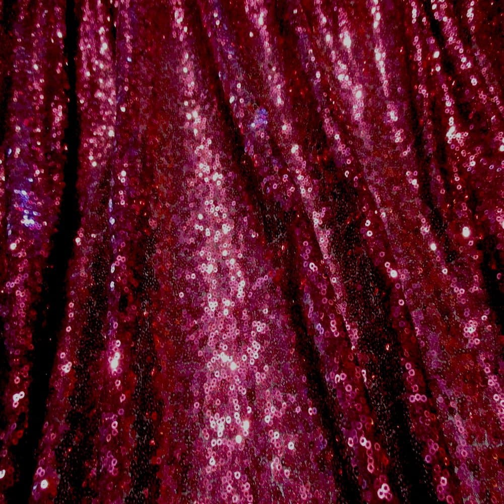 Burgundy 75 Full Sequin 3 mm 2 Way Stretch Mesh 100% Polyester 54" Sequins 58" Salvage Edge JN00390