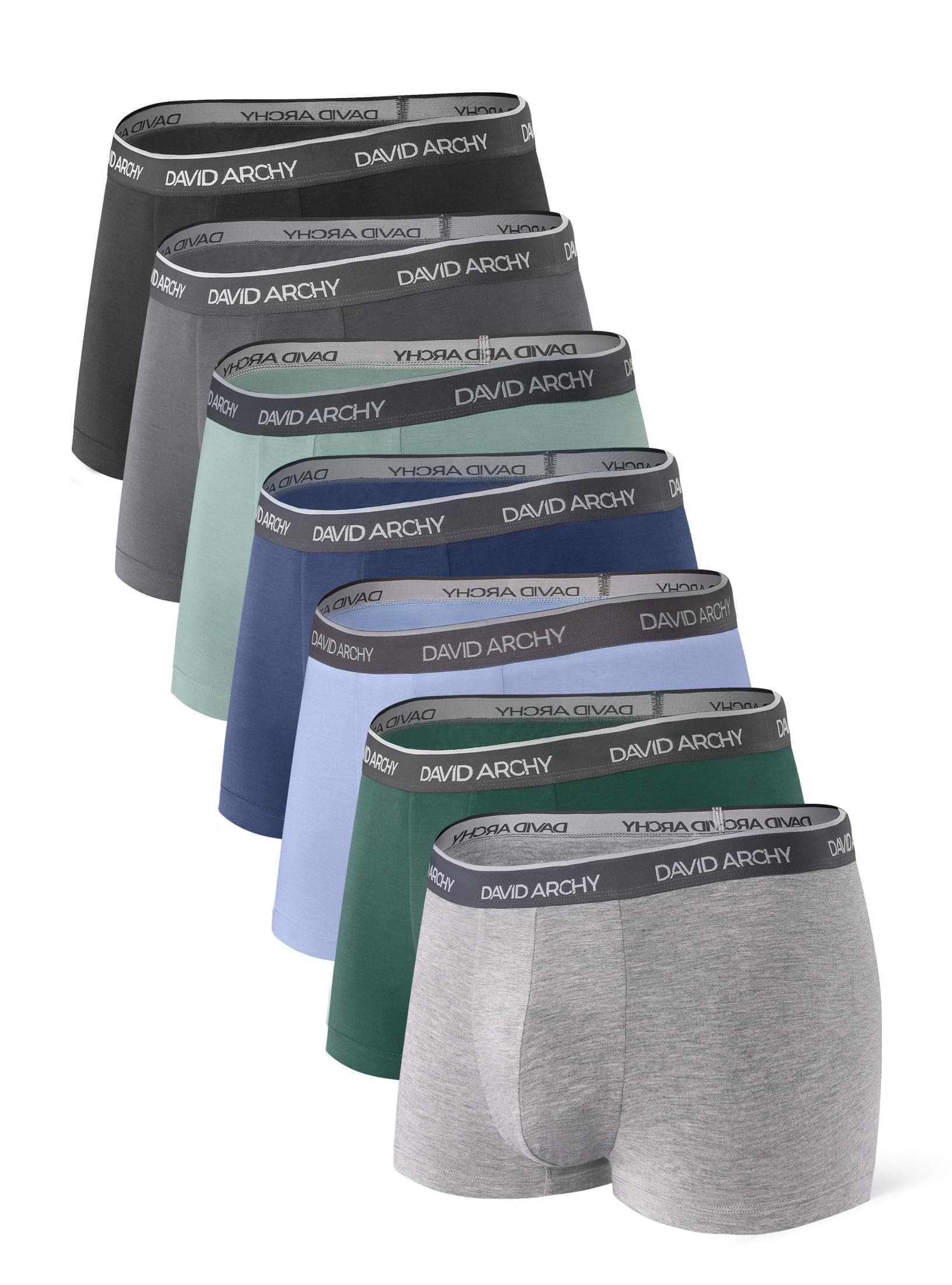 DAVID ARCHY Mens Trunks Underwear Soft Breathable Rayon Made from Bamboo Trunk No Fly Pouch