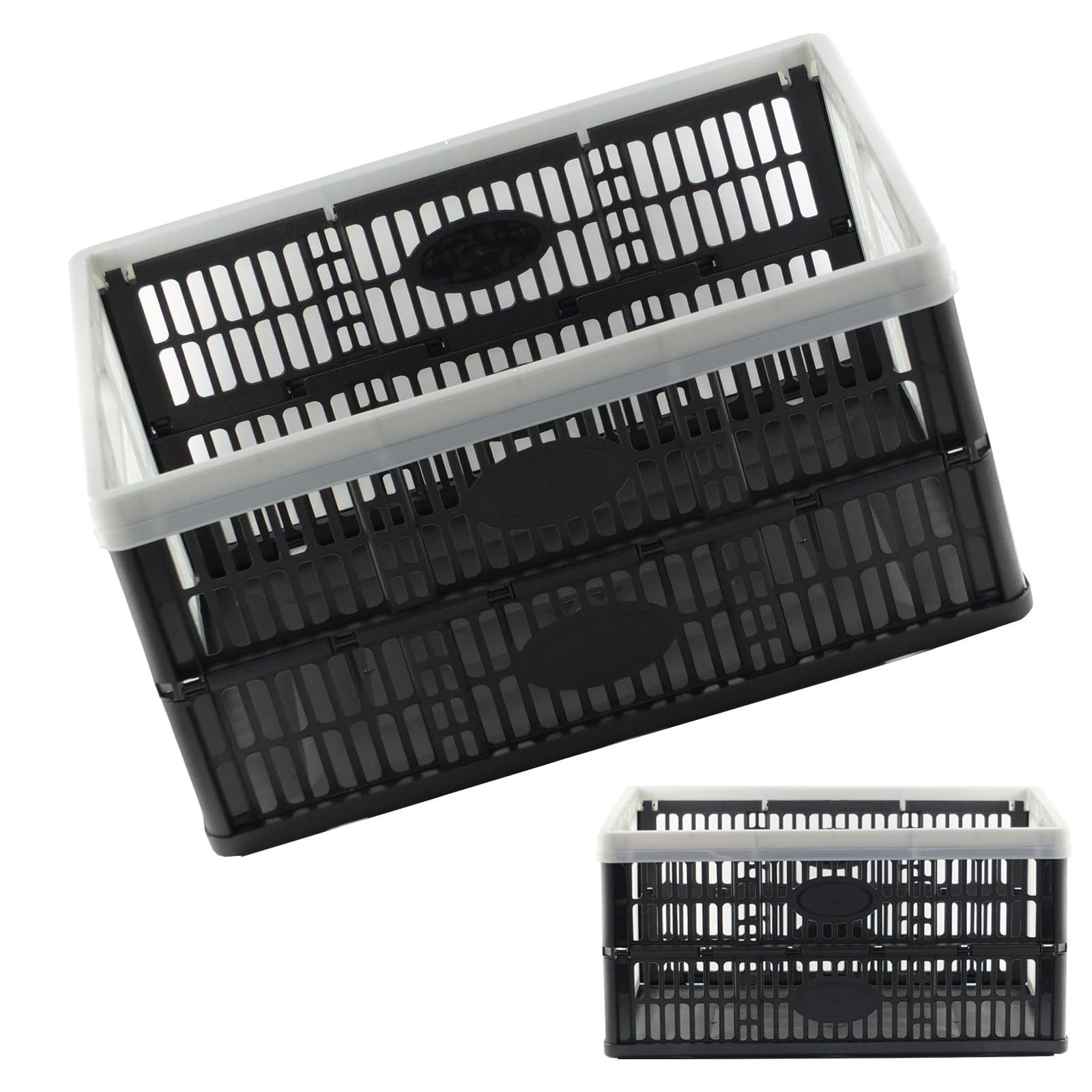 Fold Flat Crate - Plastic 32 L Folding Storage Crate Box (Pack of 1)