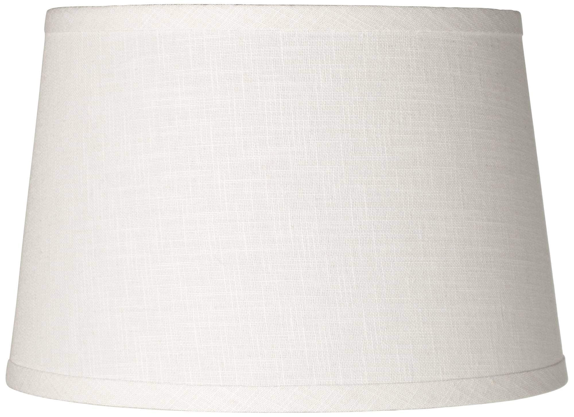 White Linen Medium Drum Lamp Shade (Pre-Assembled) 10" Top x 12" Bottom x 8" High (Spider) Replacement with Harp and Finial - Springcrest