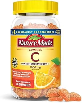Maximum Strength Dosage Vitamin C 1000mg per Serving, Immune Support Vitamin C Gummies for Adults, 80 Vitamin C Gummies, 20 Day Supply