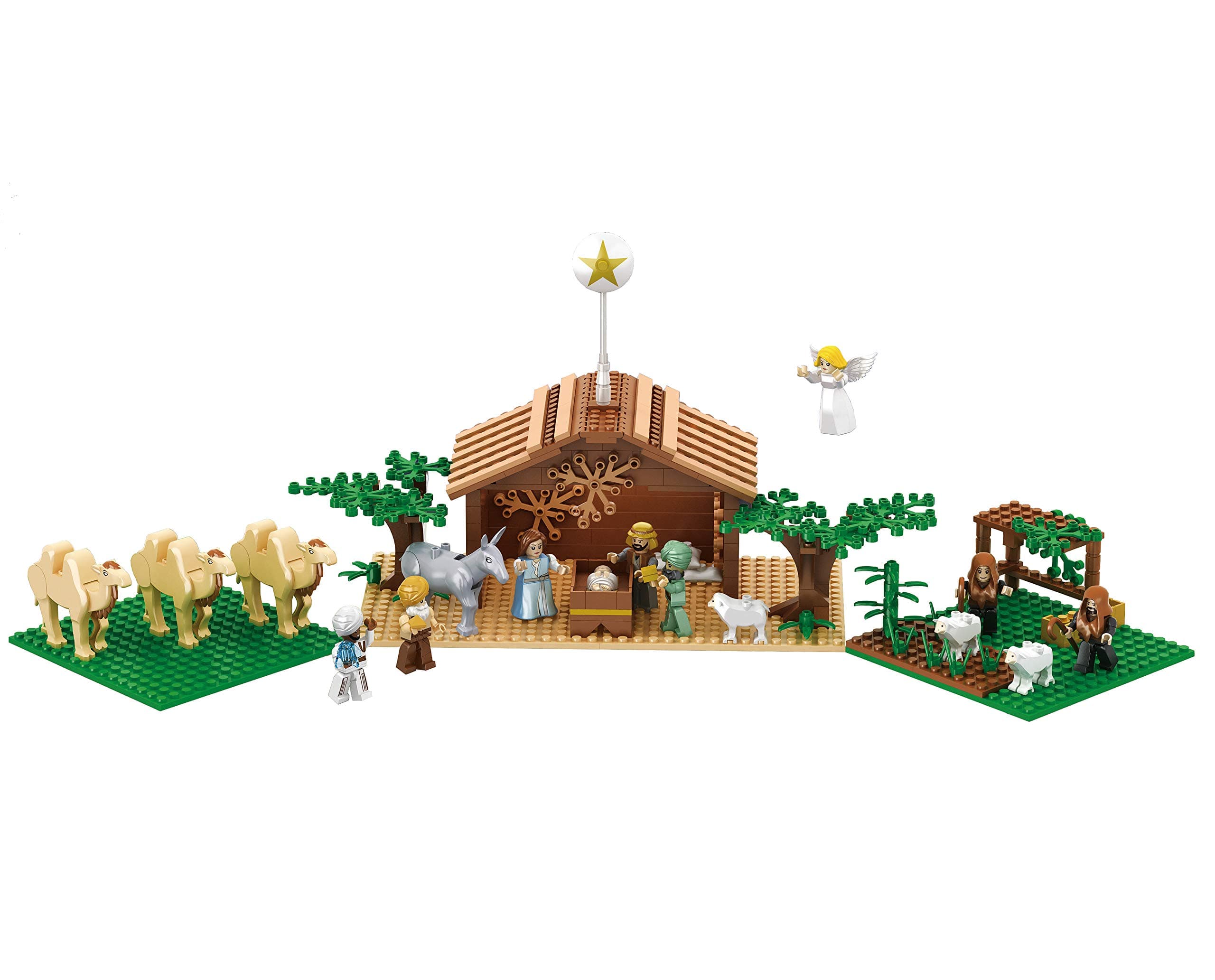 Nativity BricksUltimate Play Set: Large Indoor Scene, 15 Charming Characters, Stable, Trees - Perfect Christmas Decor & Memorable Stocking Stuffer