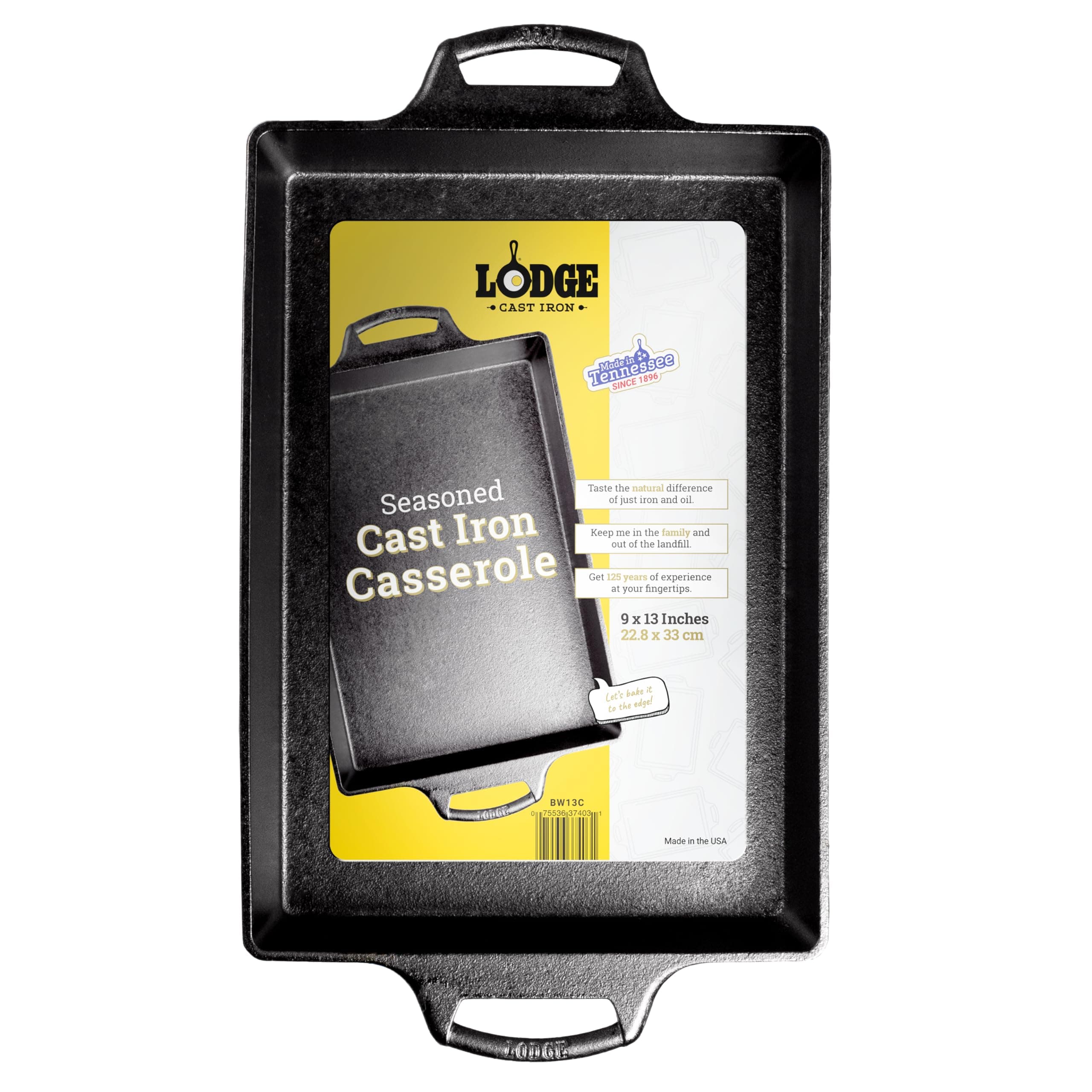 9"x13" Cast Iron Casserole, Black