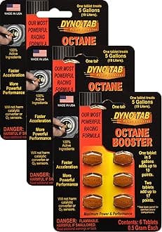 Dyno-tab Octane Booster 6-Tab Card, 3-Pack, Each Pack Adds Up to 17 Points, Lab Tested, Fast-Dissolving, 100% Active Ingredients - NO Solvents, Treats 16 gal/60 Liters, 45456-3pk