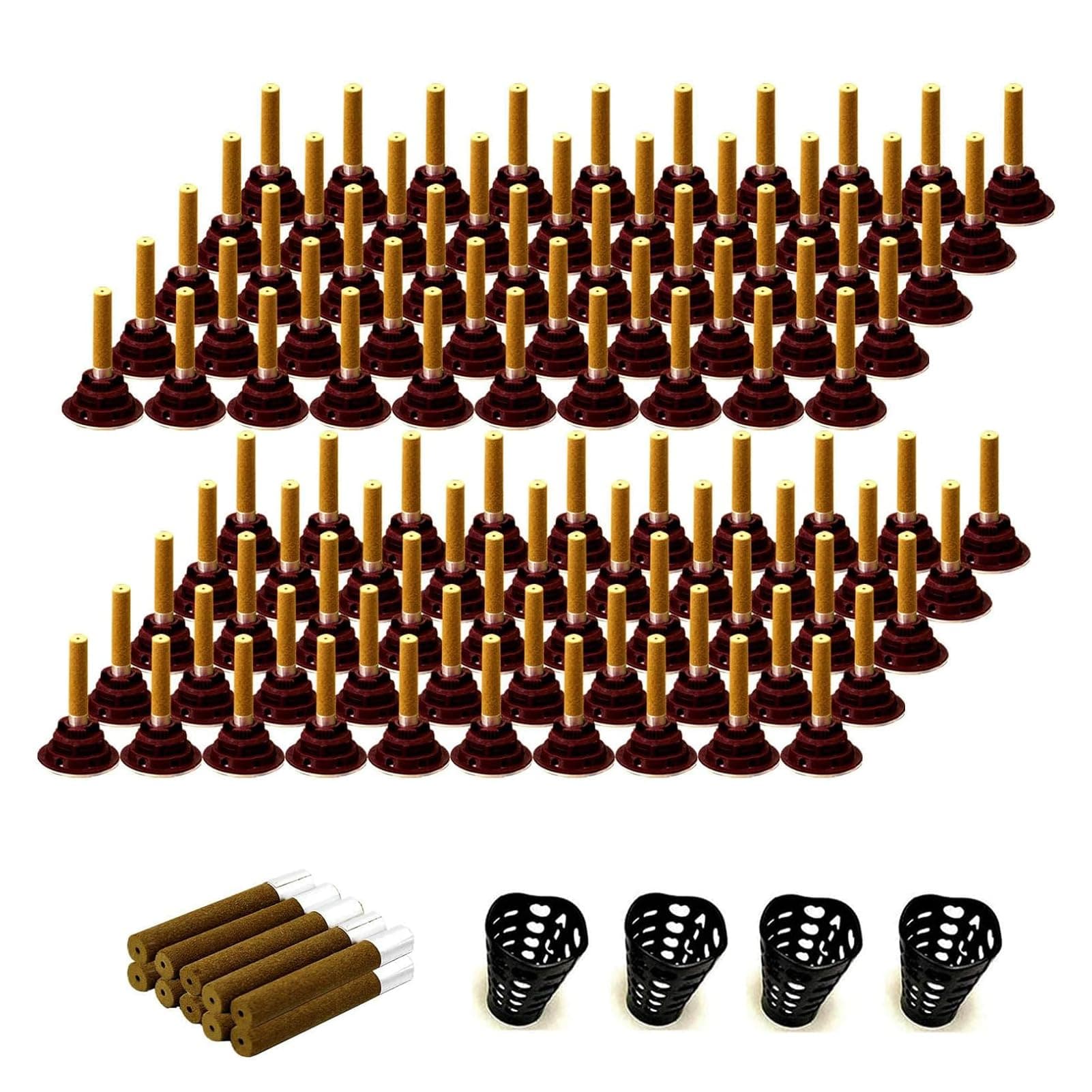 100Sets Moxibustion Sticks with Base, Easy to Use, 4pcs Protective Covers, 5-Years Moxa Cones Moxi Stick for Chinese Traditional AiJiu AiZhu