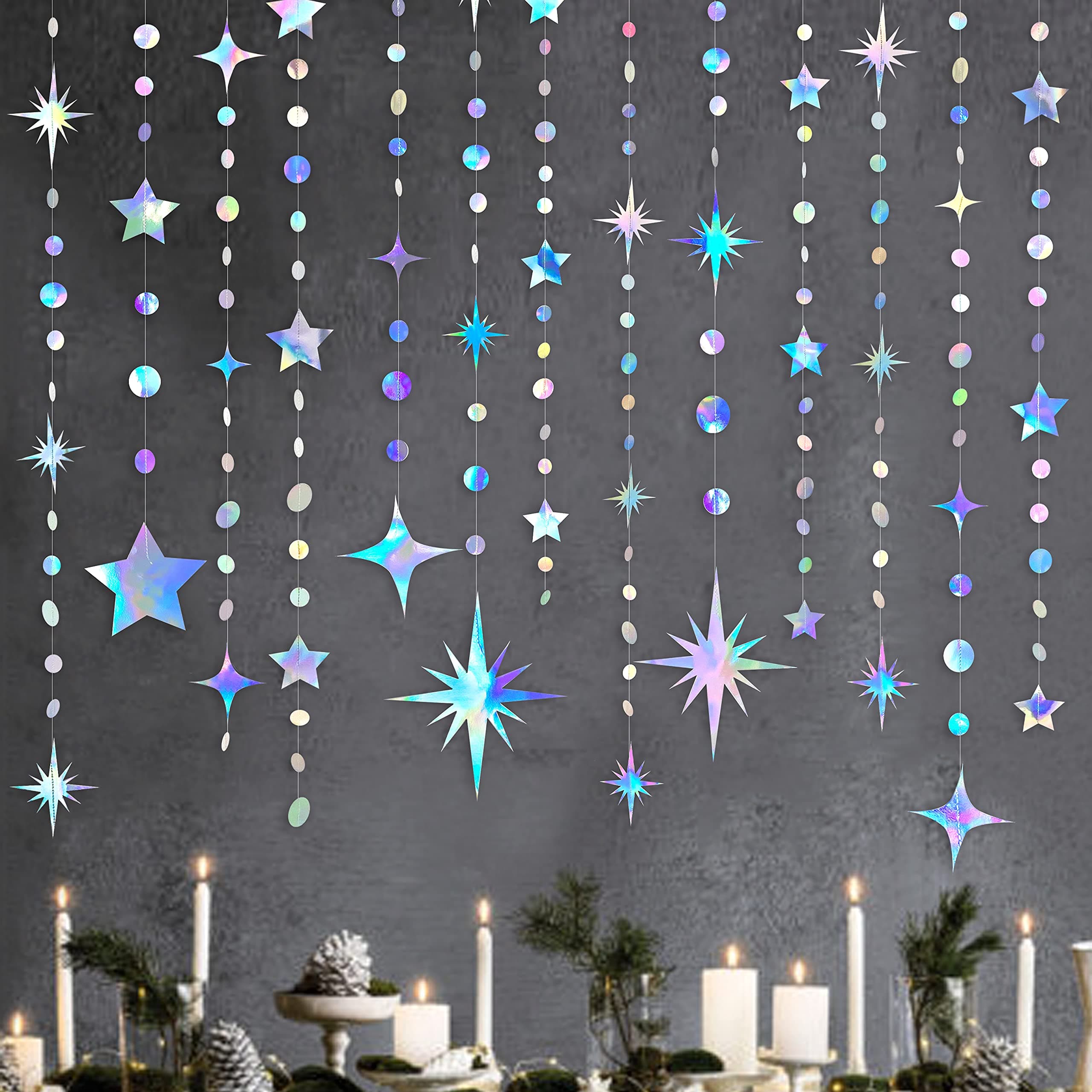 Iridescent Star Circle Dot Party Decorations