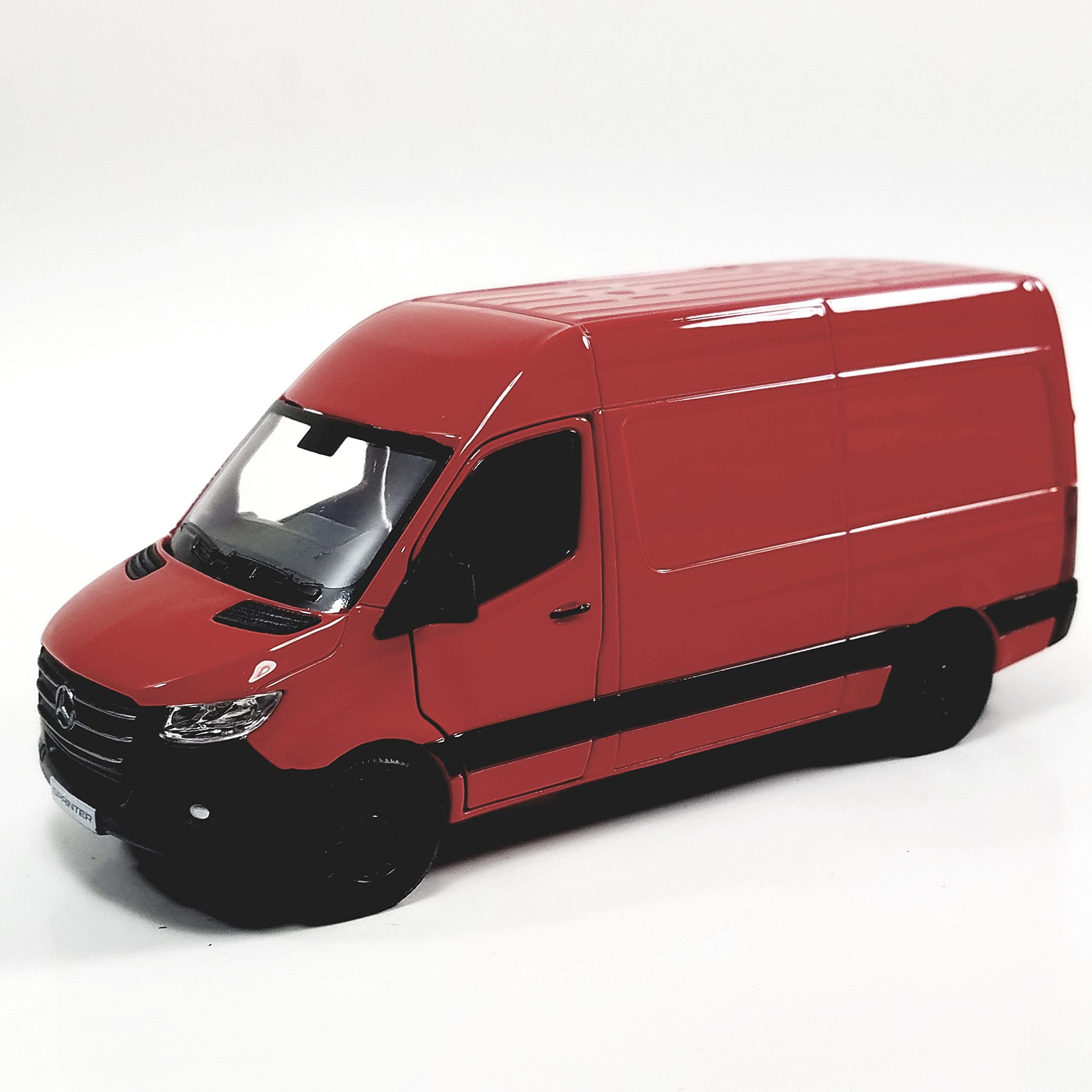 Mercedes-Benz Sprinter Cargo Van 1:48 O Scale 5" Die Cast Metal Model Toy Van, Pull-Back Action (Red)