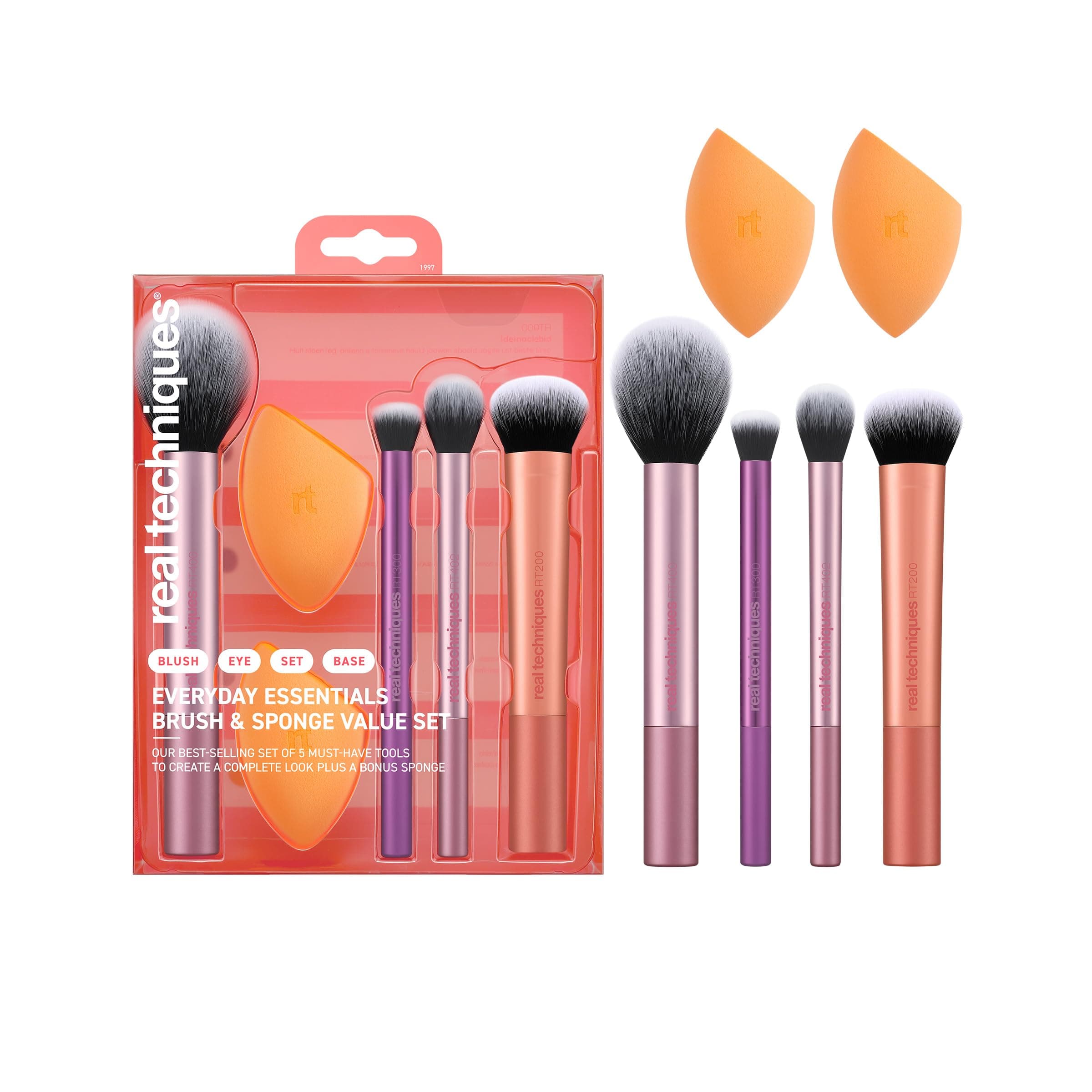 MakEUp Brush Set With 2 Sponge Blenders For Eyeshadow, Foundation, Blush, And Concealer, 6 Piece MakEUp Brush Set