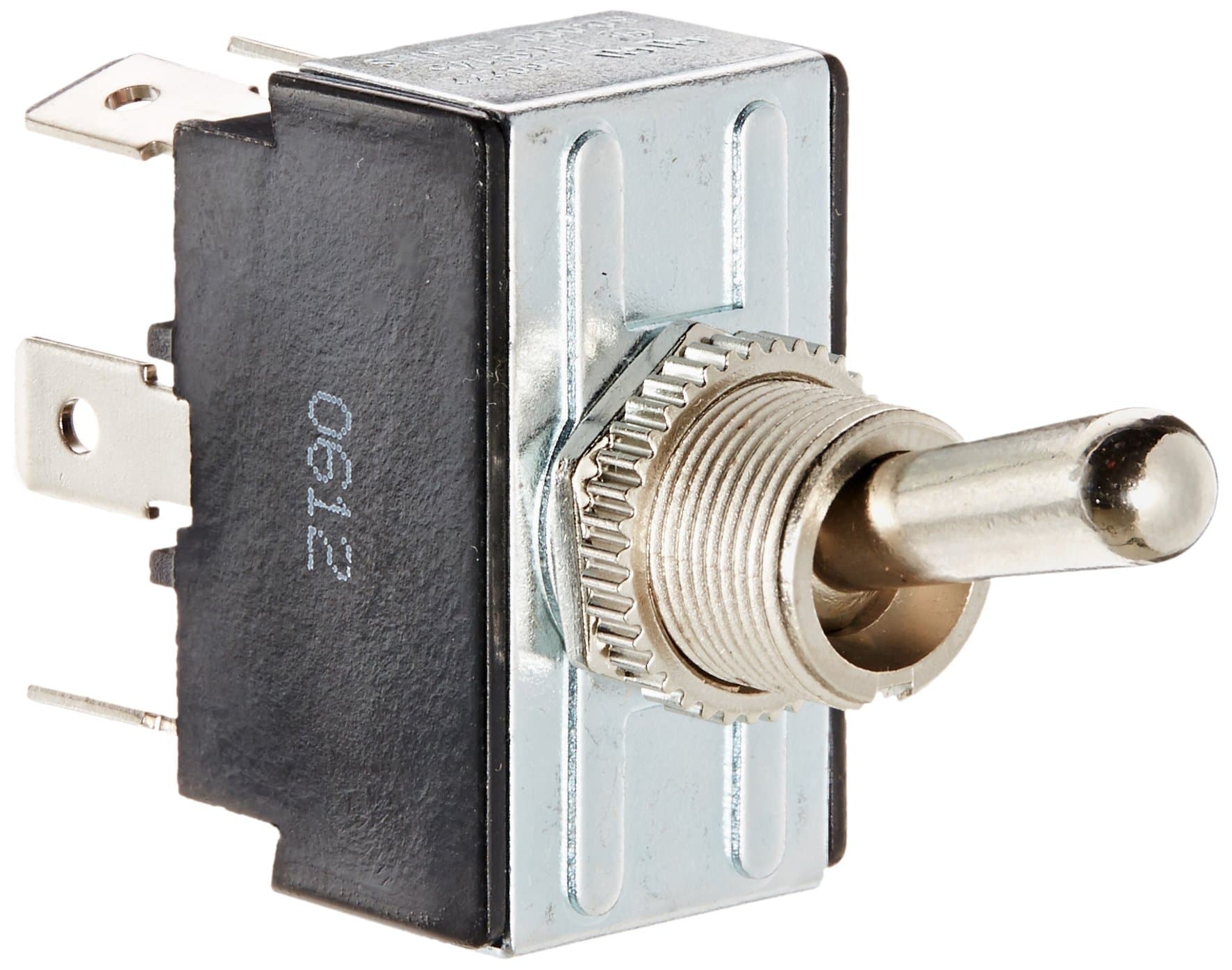 NSI 78090TQ Toggle Switch, Maintained Contact and Multiple Pole, On-On Circuit Function, DPDT, Brass/Nickel Actuator, 15/10 amps at 125/250 VAC, 0.250 Quikconnect Connection