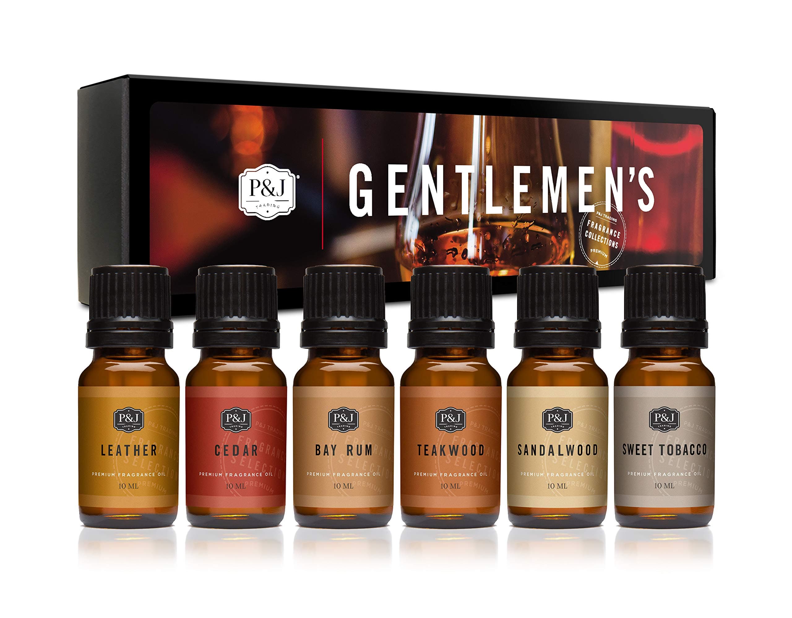 P&J Trading Fragrance Oils for Diffusers for Home Gentlemen's Set Fragrance Scents for Candle Making - Soap Making Supplies - Car Diffuser Scents - Essential Home Gift Set - Cedar, Sandalwood & More