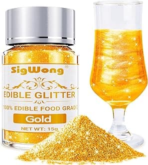 Gold Edible Glitter - 15g Food Grade Luster Dust Powder, Cake Decorating Sprinkle Glimmery Dust for Drinks, Wine, Fondant, Chocolate, Candy, Cookie, Vegan
