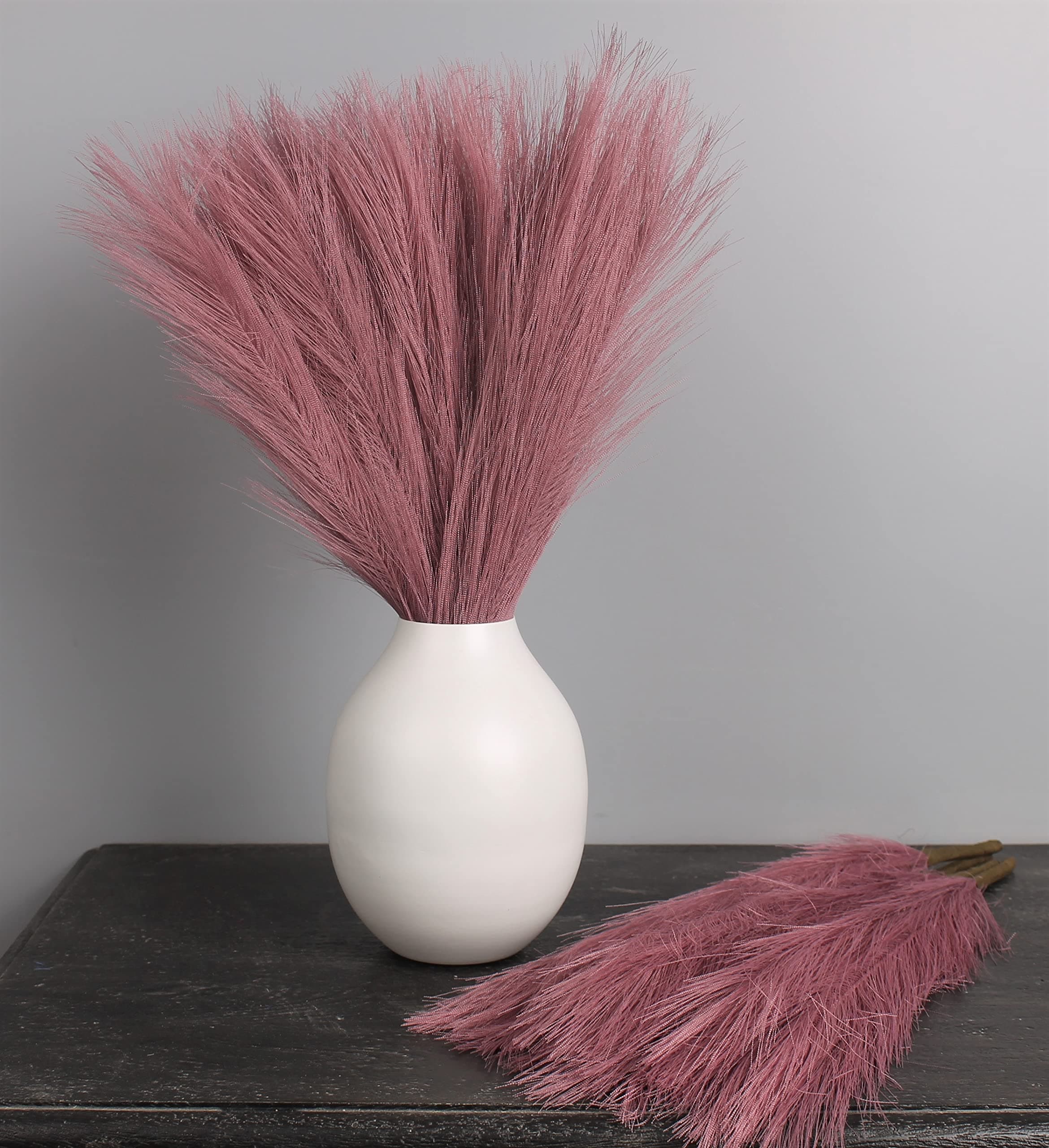 Elemntl Small Artificial Pampas Grass Sticks (Pack of 3, Height: 17 in) for Home Decoration | Faux Flowers for Vases | Decoration Items for Living Room (Purple)