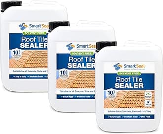 SmartSeal Roof Tile Sealer - 3 x 5L - Breathable Clear Roof Sealer. Solvent-Free Clear Sealant that Helps Prevent Moss, Mould, Algae & Lichen Growth on Concrete, Slate & Clay Tiles