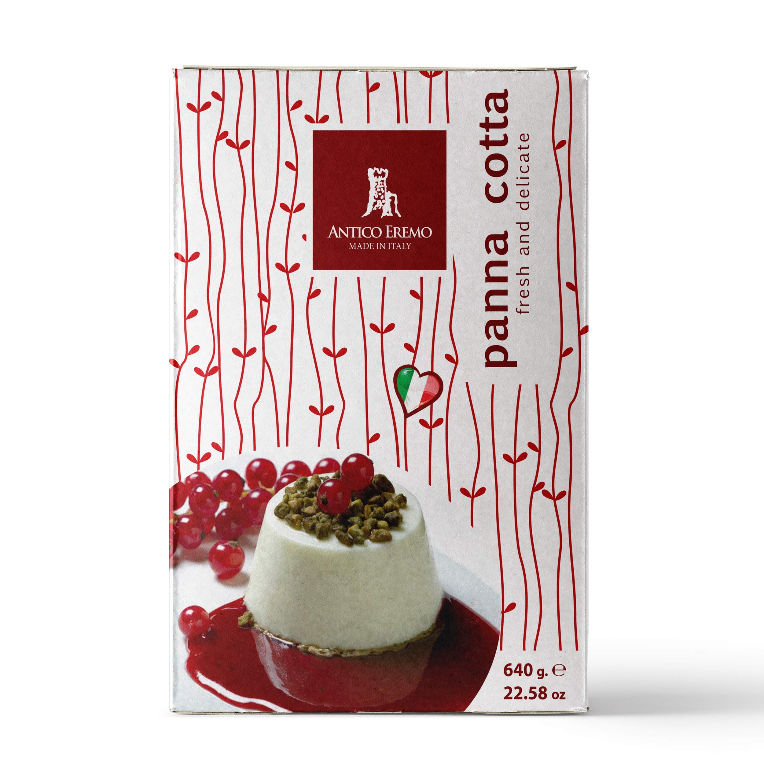 Panna Cotta Mix fresh and delicate by Antico Eremo. 48 servings. 4 Bags/Box. 22.58 oz. Made in Italy