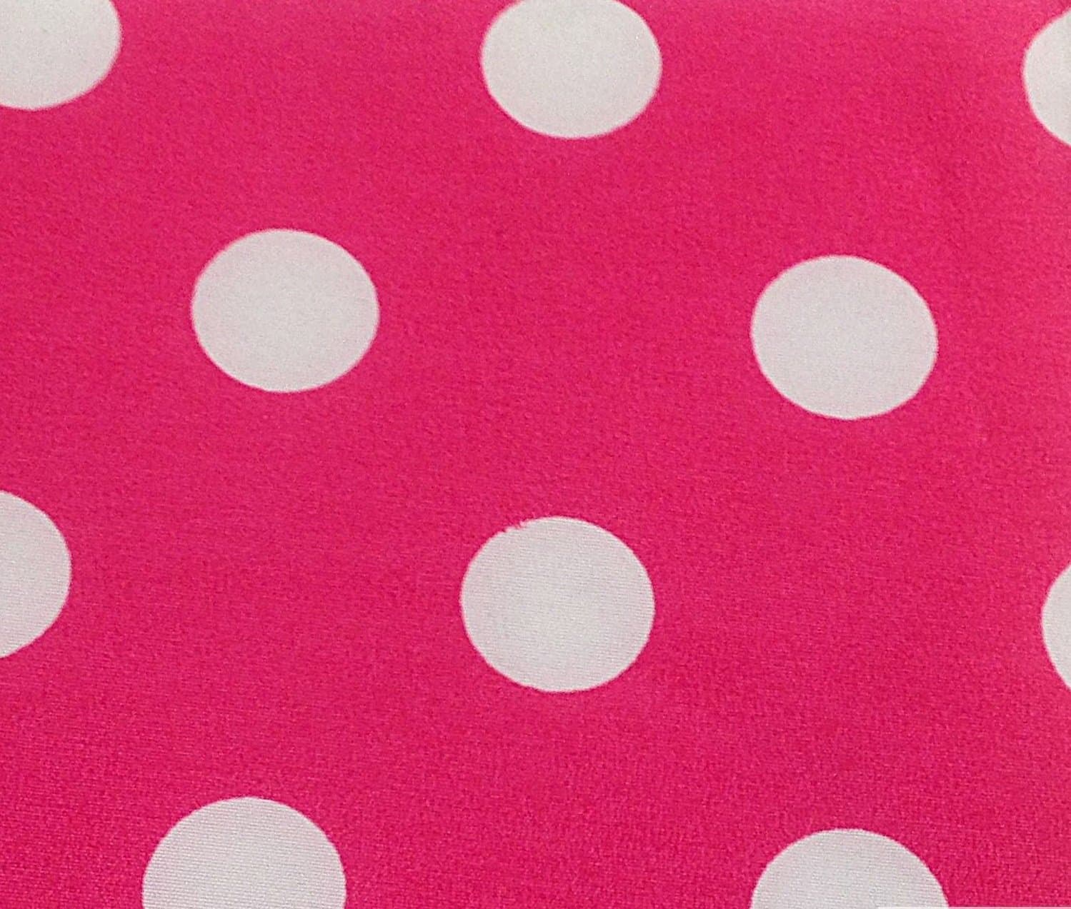 3/4th Inch Polka Dot Poly Cotton White Dot on Hot Pink 60 Inch Fabric by The Yard (F.E.)
