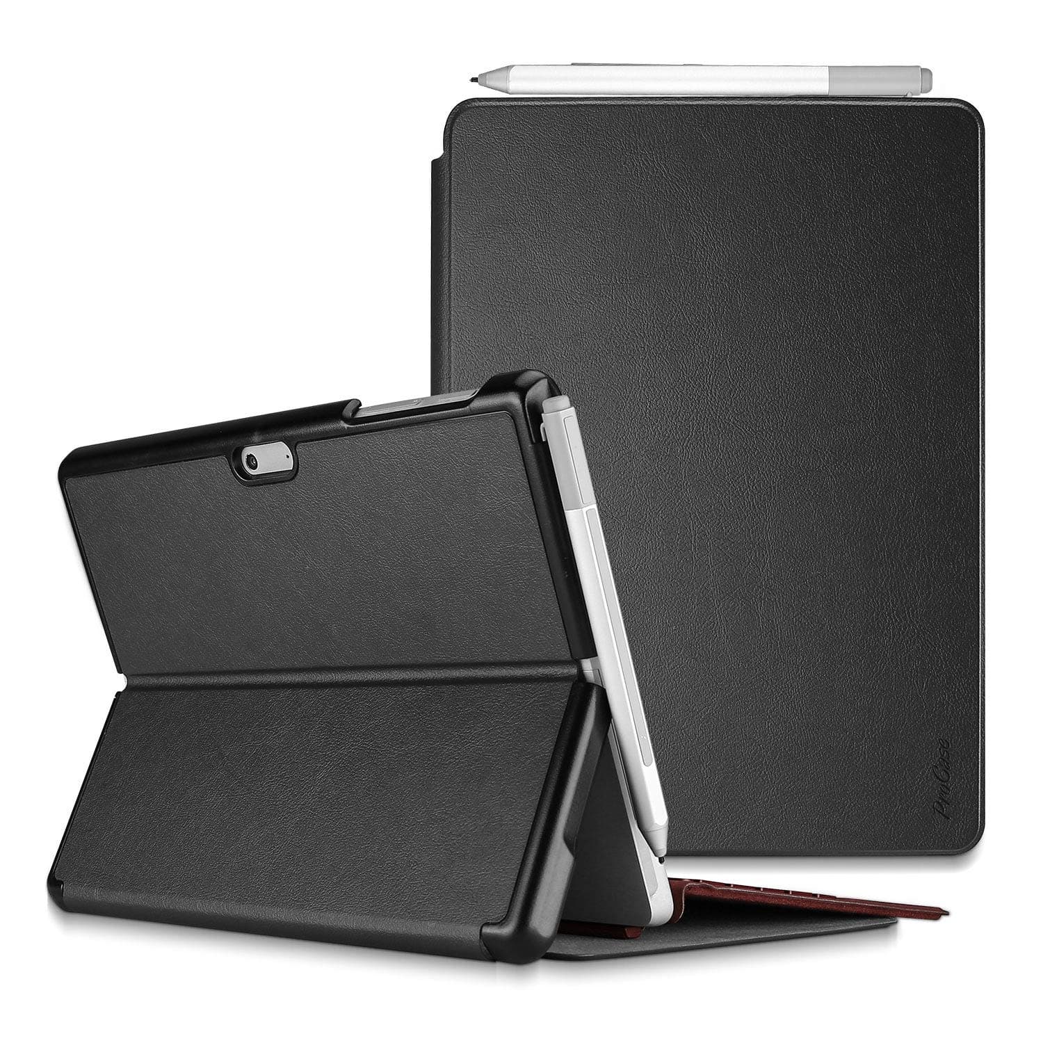 Case for 12.3" Microsoft Surface Pro 7 Plus/Pro 7/Pro 6/Pro 5/Pro 2017/Pro 4/Pro LTE, Slim Light Smart Cover Stand Case with Built-in Surface Pen Holder-Black
