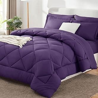 CozyLux King Size Comforter Set Purple - 7 Pieces Bed in a Bag King, Luxury Soft Bed Set for All Seasons, Bedding Set with Down Alternative Comforter, Sheets, Pillowcases & Shams