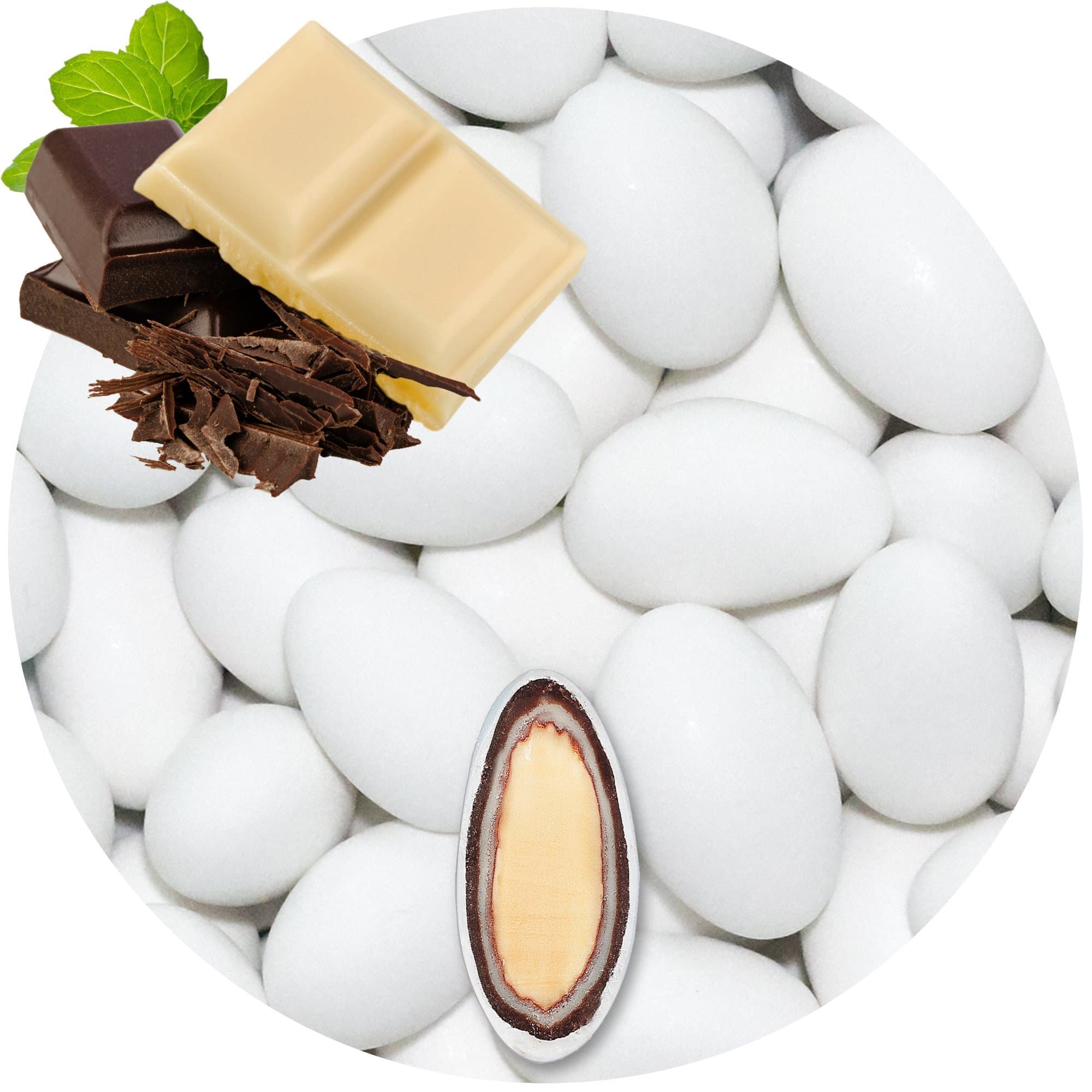 EinsSein 0,5kg Sugared Almonds Chocolate white matt Chocolate Almonds wedding sugar sweets almond dragees baptism dragee cake balls candy coated sweet weddings favours dragée gift fillers