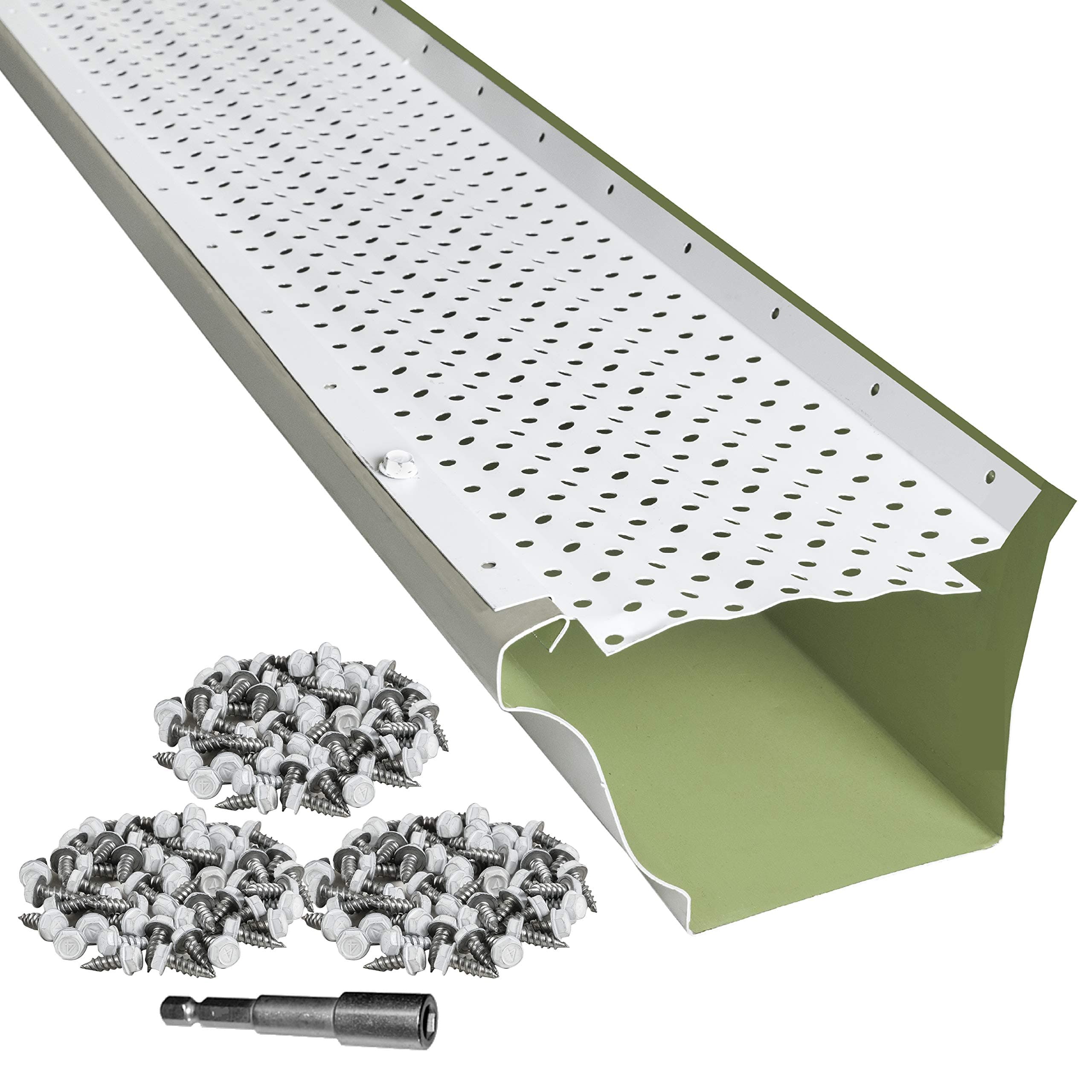 LeafTek DIY Gutter Guards6" x 100' Leaf Protection in White | Premium 35 Year Aluminum | Available in 32', 100' & 200' | 5” & 6” | Made in The USA