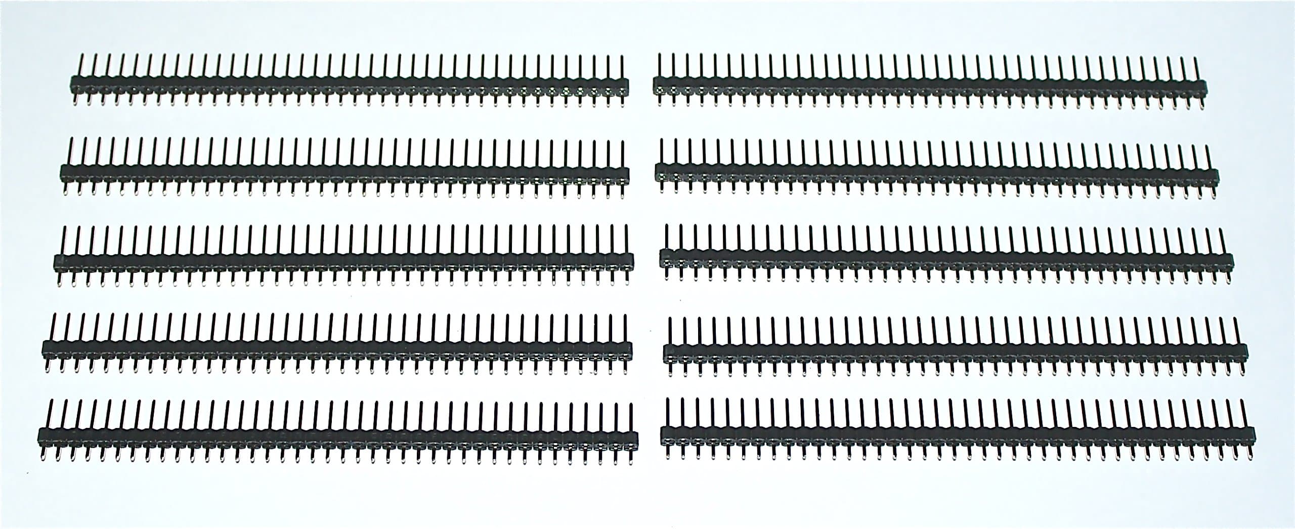 in Header 40 Way Straight 0.1" Pitch - Pack 10 - Pin Strip 2.54mm Tin Plated