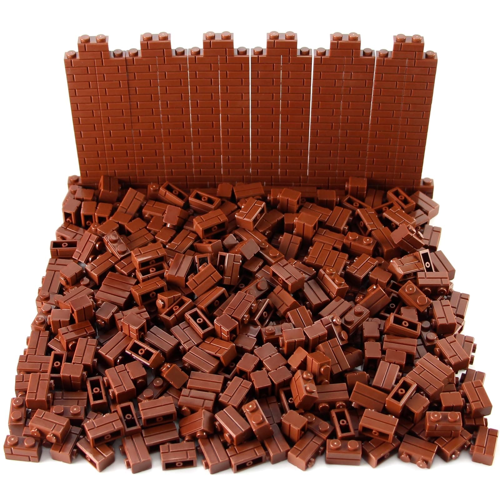 360 Pieces 1x2 Masonry Profile Bricks Building Blocks for Wall Parts and Pieces Diverse Bulk Toy Set Compatible with Major Brands (Reddish Brown)