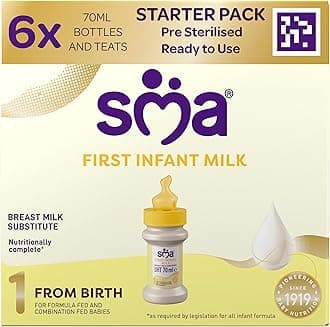 SMA PRO First Infant Baby Milk Starter Pack, Ready to Drink, From Birth (6x70ml)