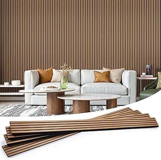Wood Slat Wall Panels 4 Pack 94.5" x 7.9", Acoustic Wooden Panel for Wall, Soundproof 3D Fluted Panels for Interior Wall Decor, Living Room, Bedroom - Teak (Cover Approx.21 sq.ft)