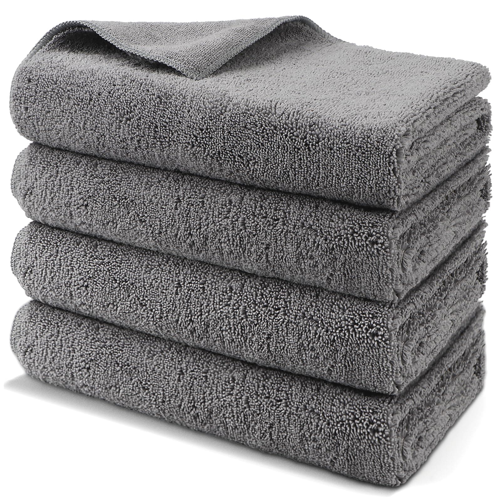 HOMEXCEL Professional Large Microfiber Car Drying Towels 4 Pack, Lint Free, Scratch Free, Highly Absorbent Drying Towel for Cars, SUVs, RVs, Trucks, and Boats,31" x 24 ",Grey