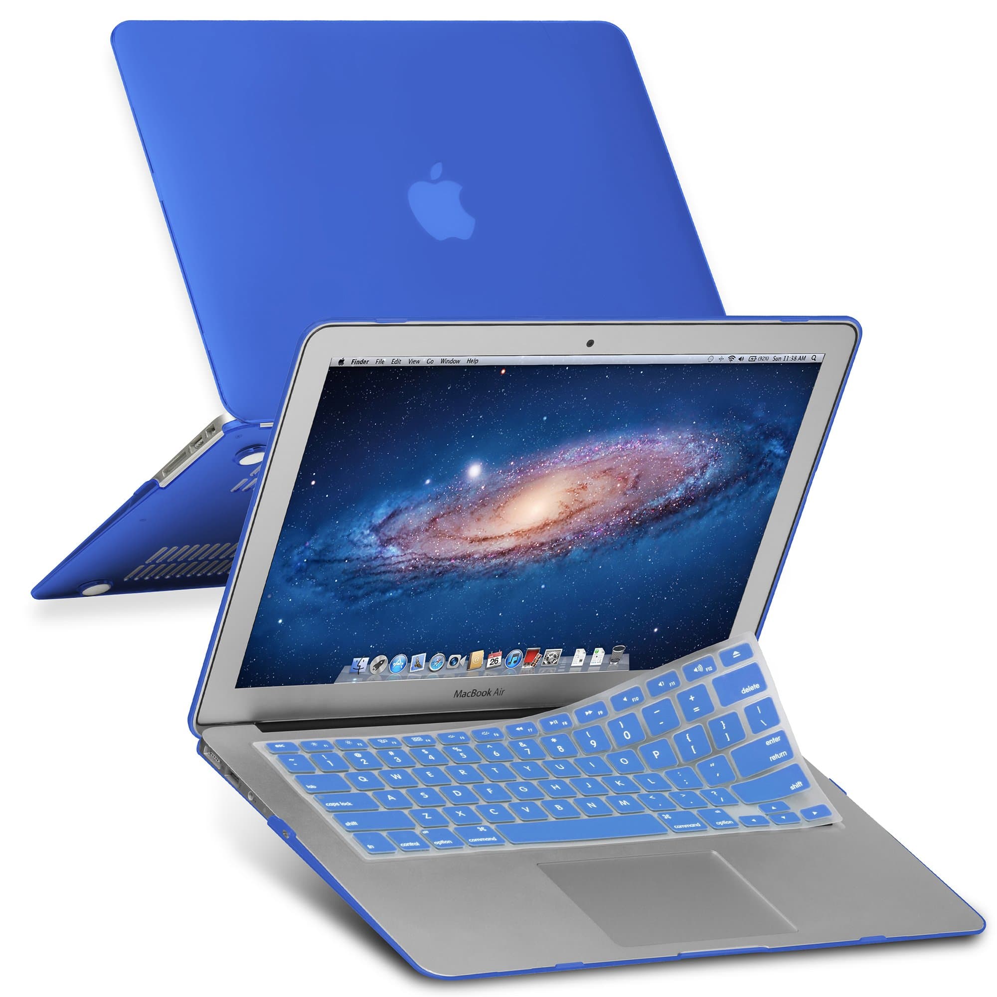 MacBook Air 13 Inch Case A1466 A1369 Old Version 2010-2017 2 in 1 Bundle, Plastic Hard Shell, Comfortable Touch Ultra Thin Protector Keyboard Cover Set - Blue