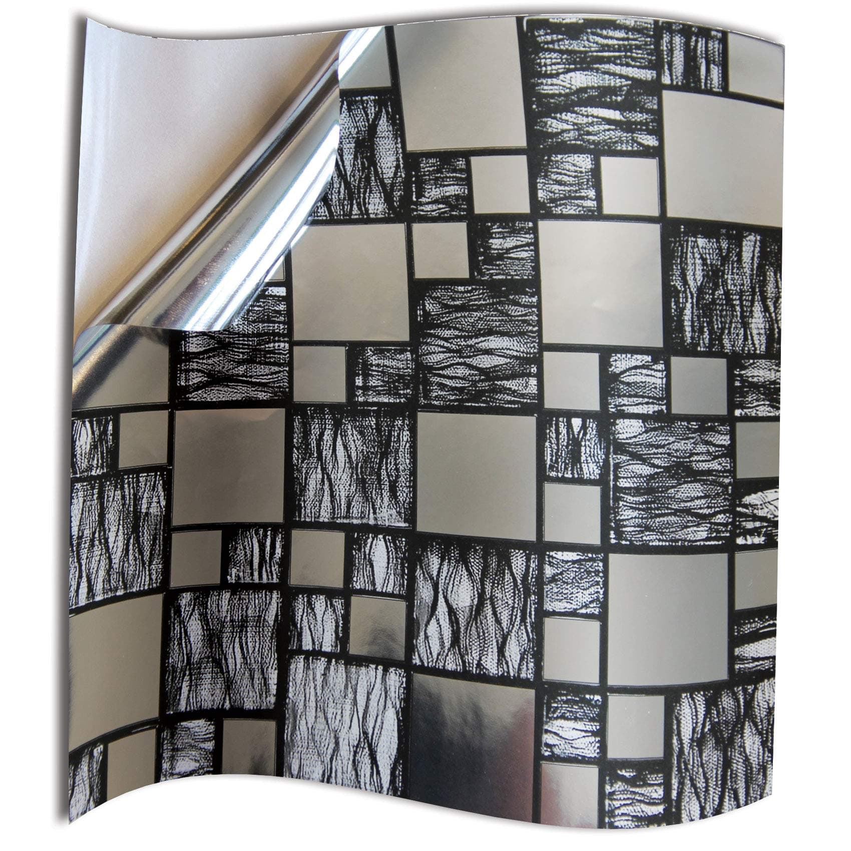 48 Bathroom Black Silver Chrome Tile Stickers Transfers for Kitchen 6x6 inch 15x15cm Wall Tiles Flat 2D Printed Vinyl Tile Transfers Kitchen Silver Chrome